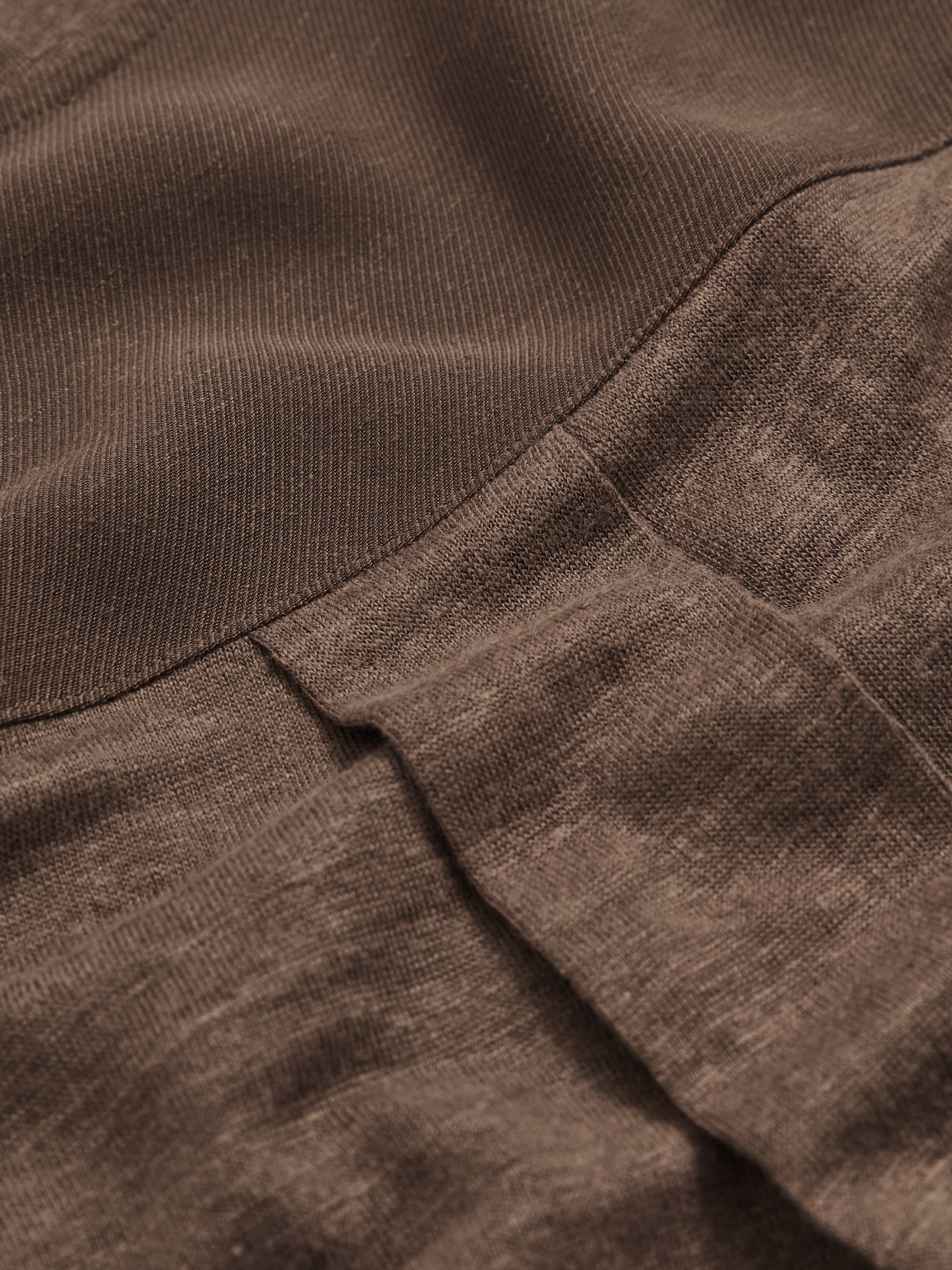 Linen V-Neck T-Shirt in Brown - Image 5 of 5