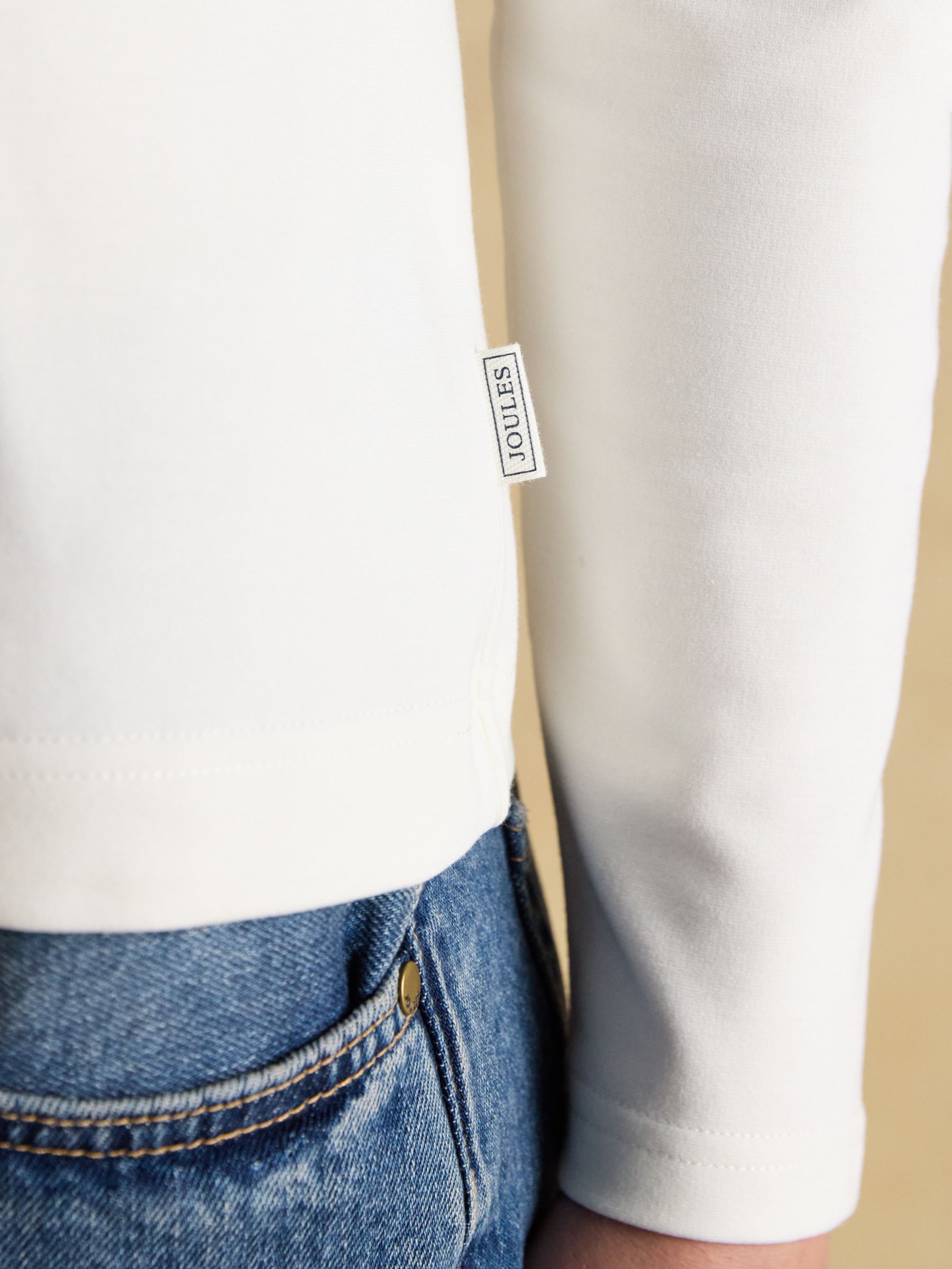 Heidi Cream Frill Neck Jersey Fitted Top - Image 5 of 6