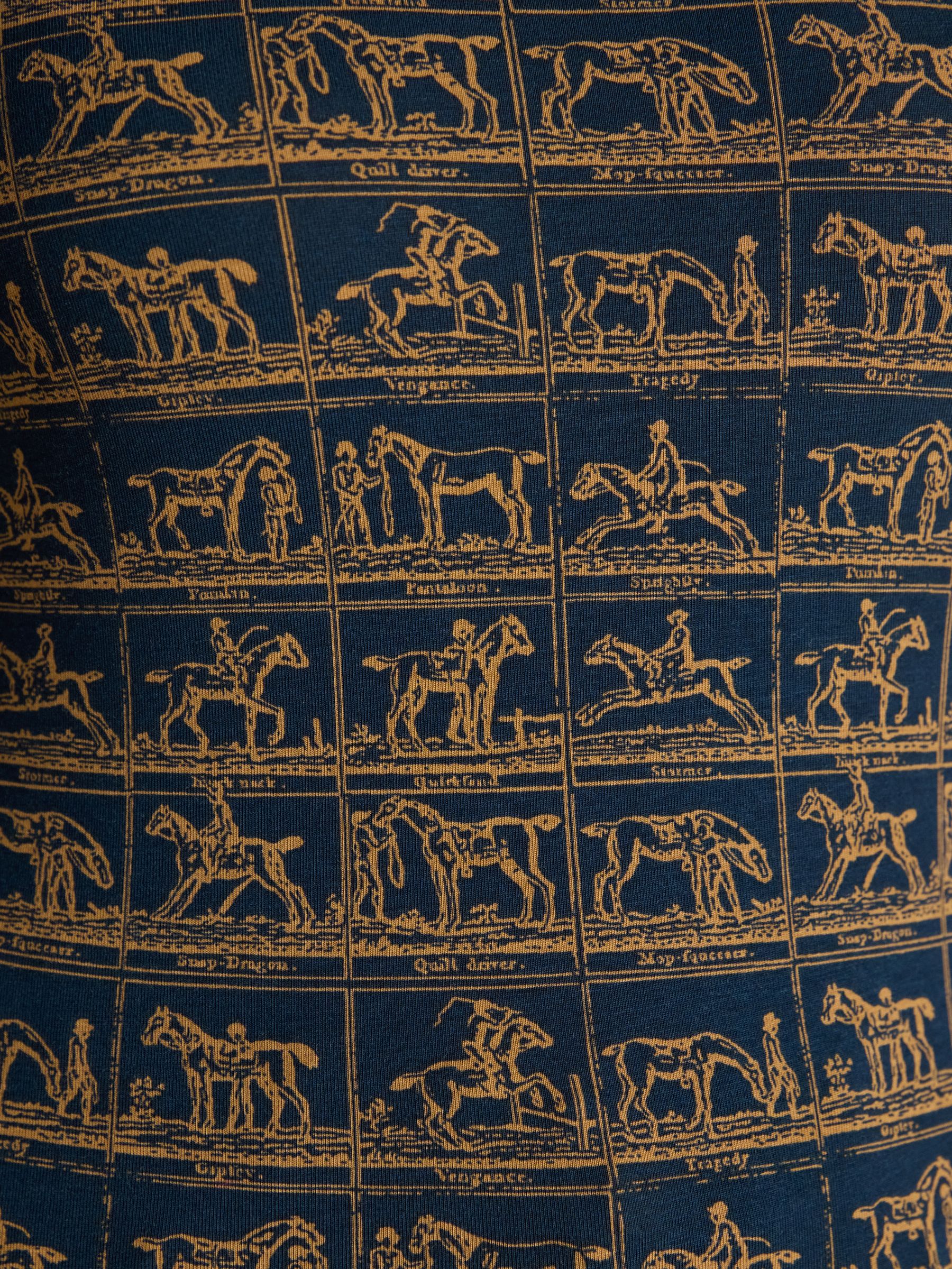 Navy Horse Print Long Sleeve High Neck Jersey Top - Image 10 of 11