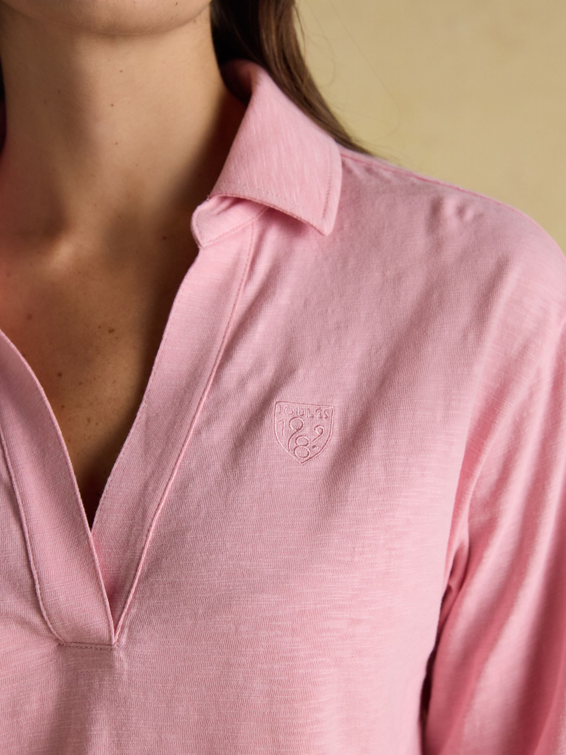 Tallie Pink Combed Cotton Slub Collared Top - Image 6 of 8