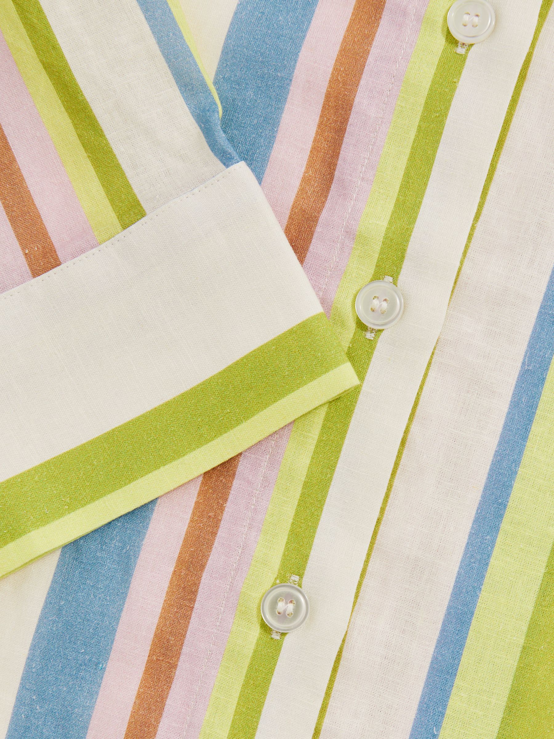 Linen-Blend Stripe Long-Sleeve Shirt in Green/Blue - Image 6 of 6