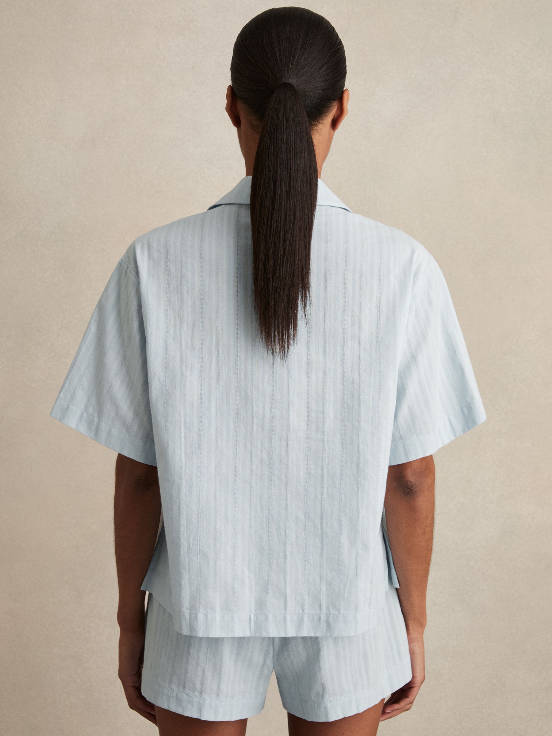 Cotton Pointelle Shirt and Shorts Set in Blue - Image 6 of 7