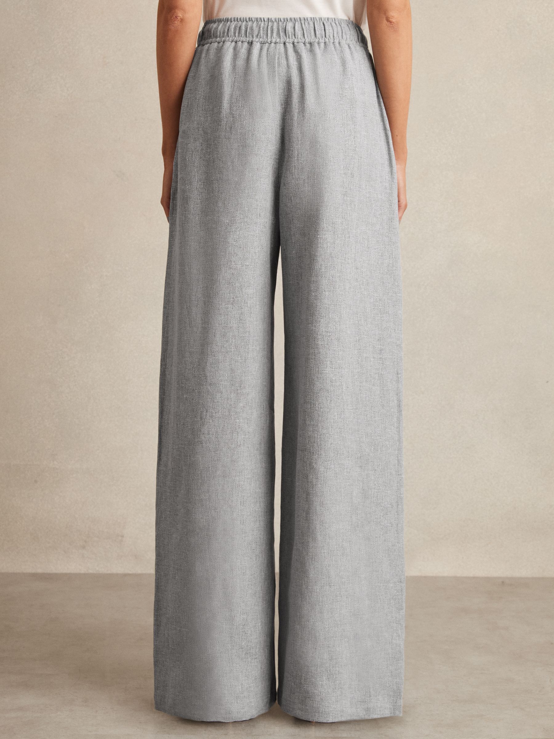 Petite Linen-Blend Wide-Leg Trousers in Blue - Image 5 of 7