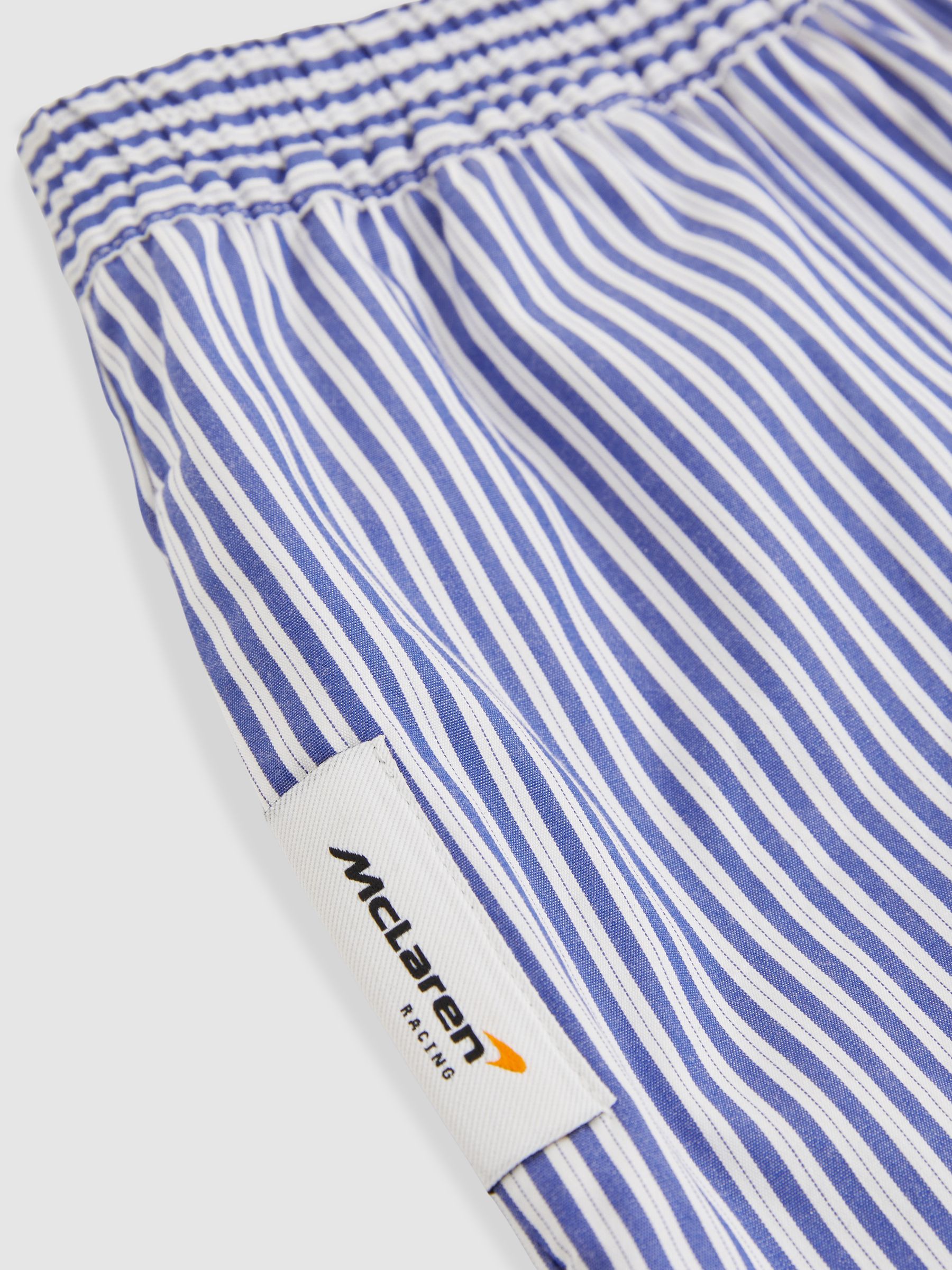 McLaren F1 Team Cotton Stripe Shorts in Blue/White - Image 6 of 6