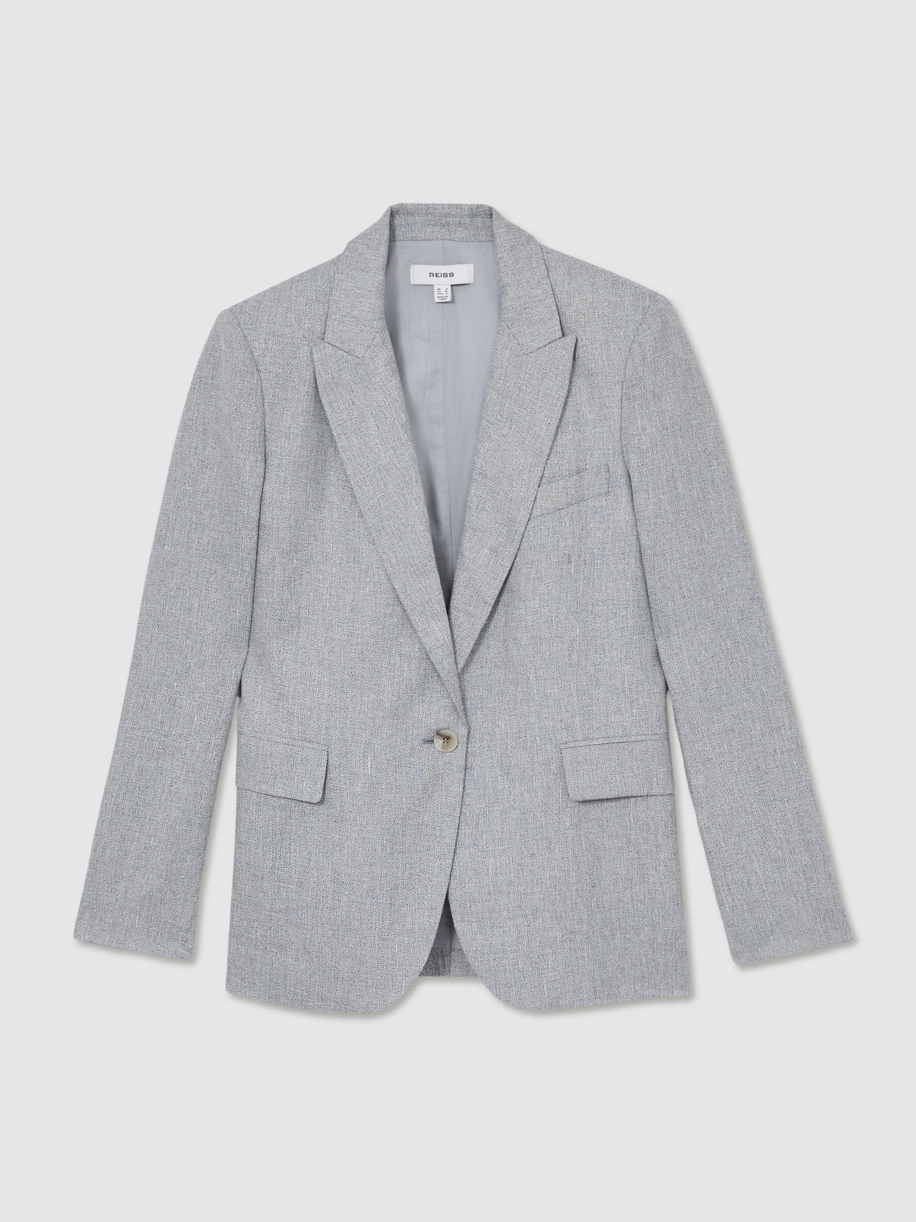 Petite Linen-Blend Single-Breasted Blazer in Blue - Image 2 of 8