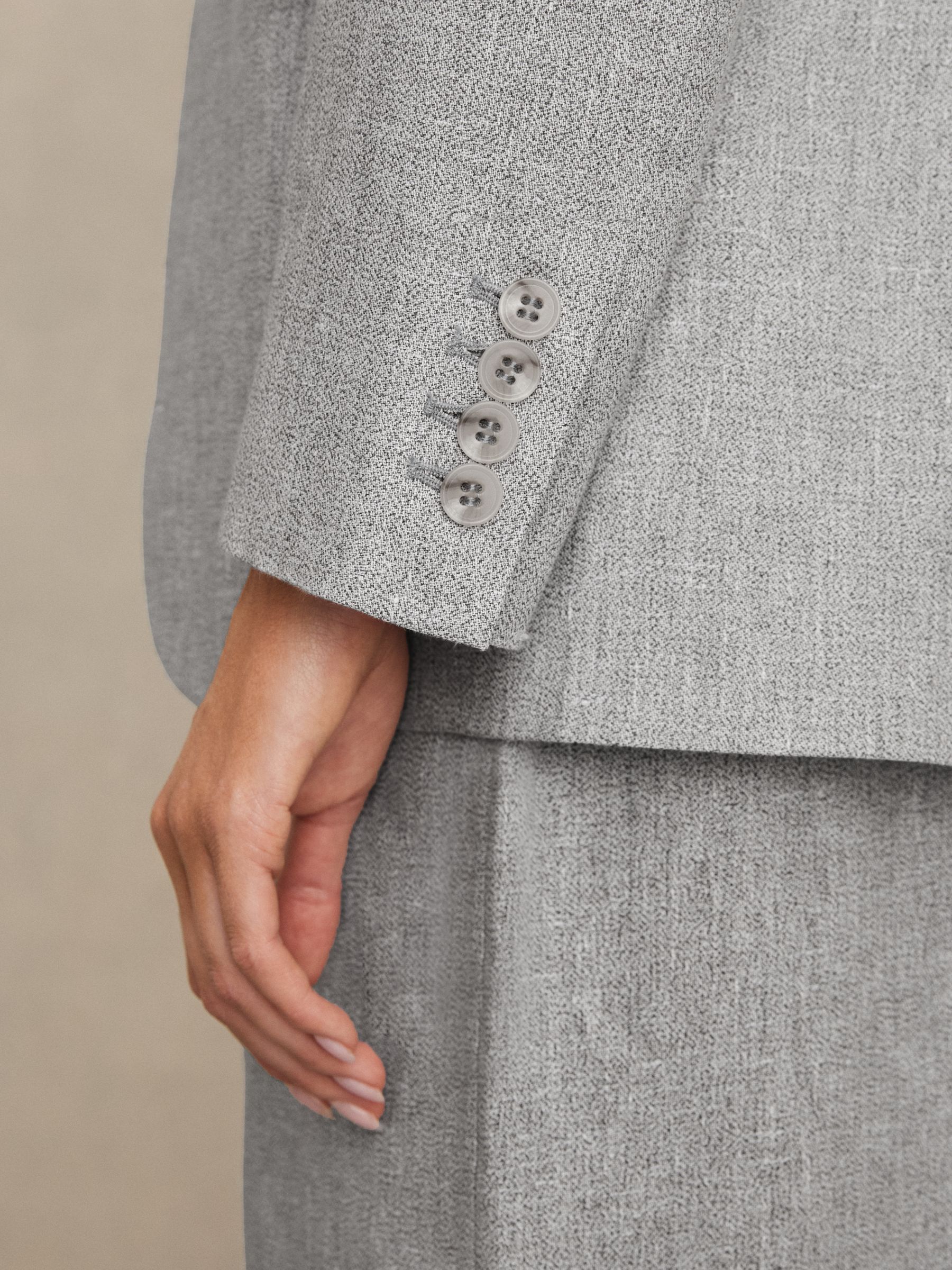 Petite Linen-Blend Single-Breasted Blazer in Blue - Image 4 of 8