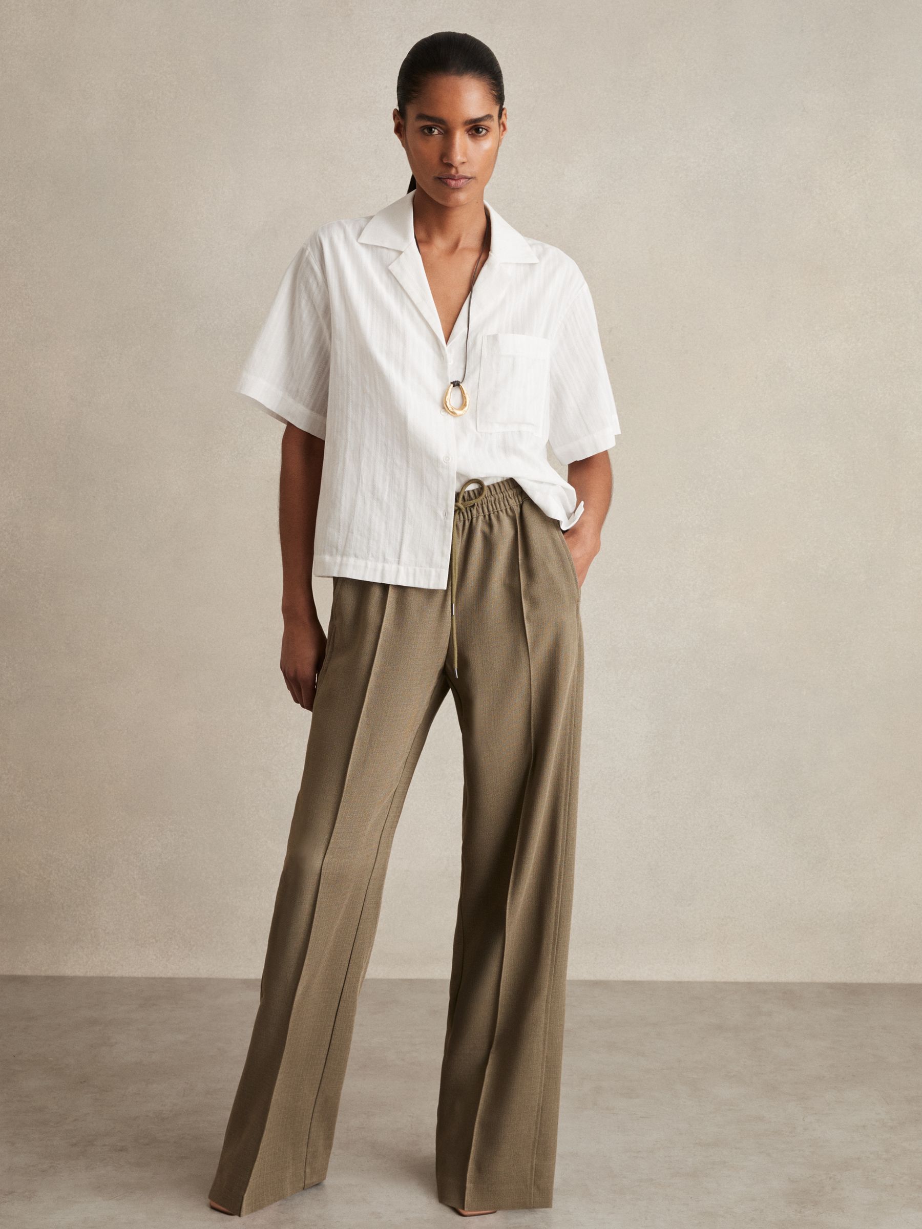 Cotton Pointelle Shirt and Shorts Set in White - Image 5 of 8