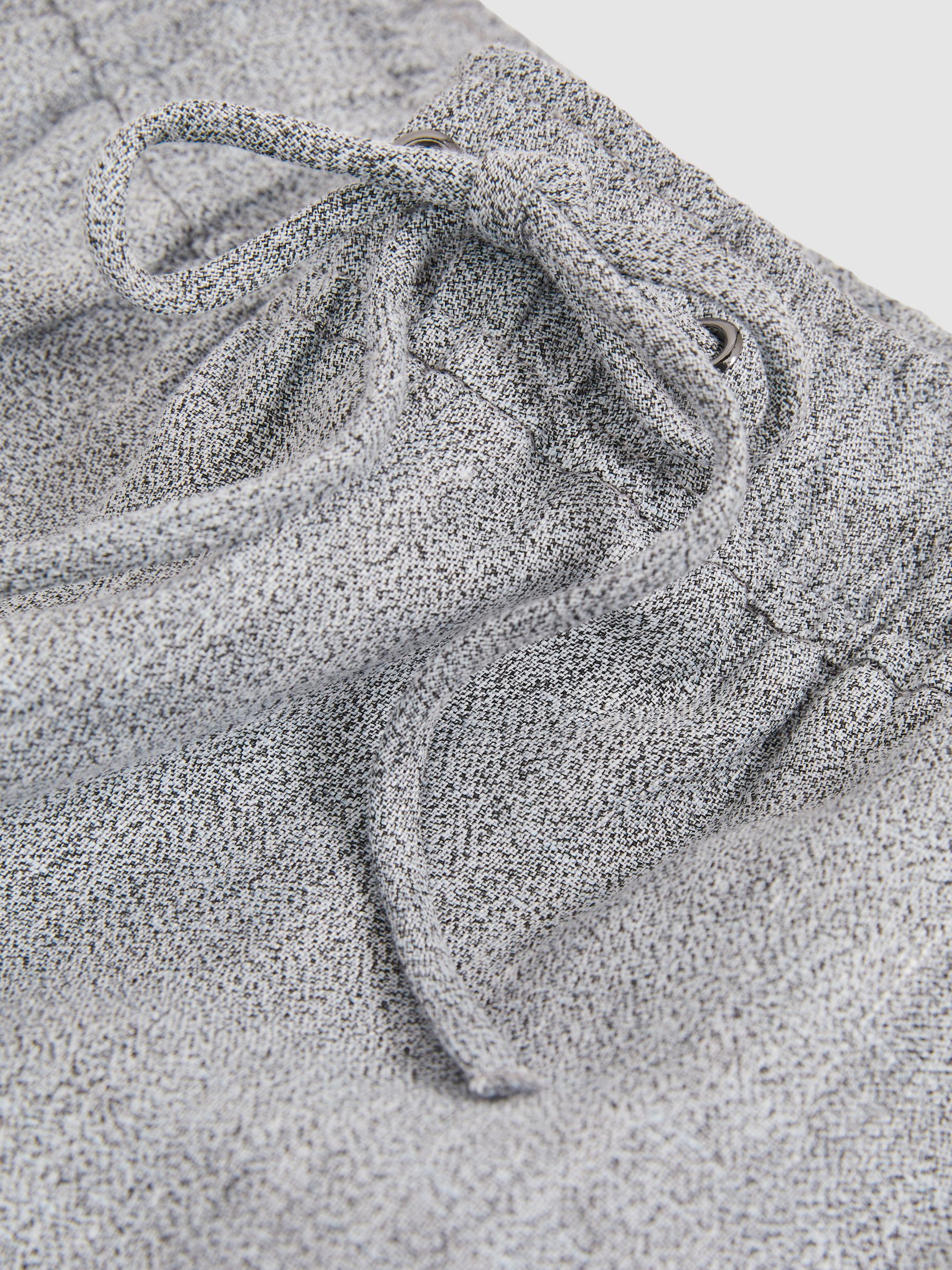 Linen Blend Drawstring Shorts in Blue - Image 5 of 5