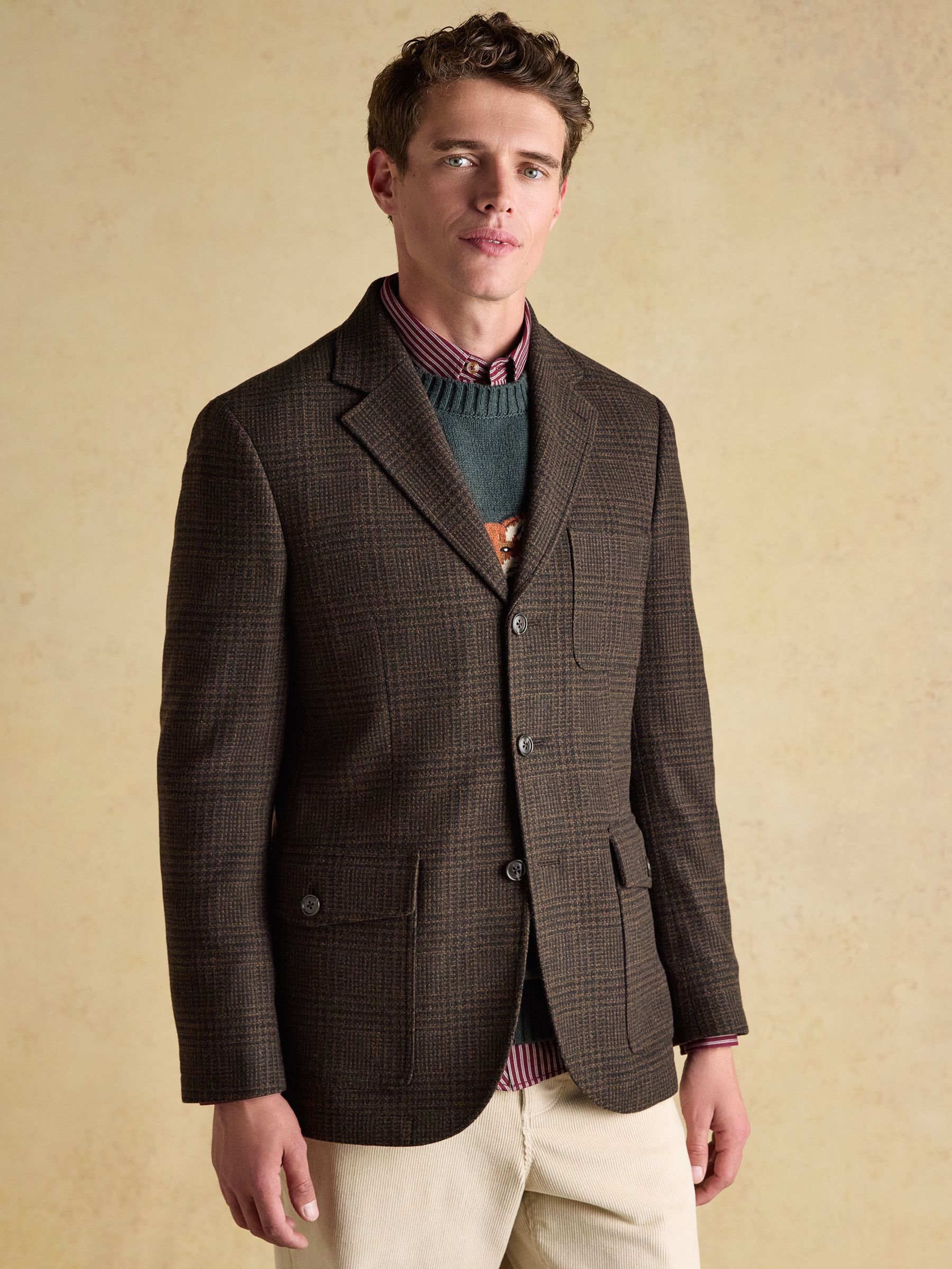 Brown Wool Blend Check Blazer - Image 3 of 18