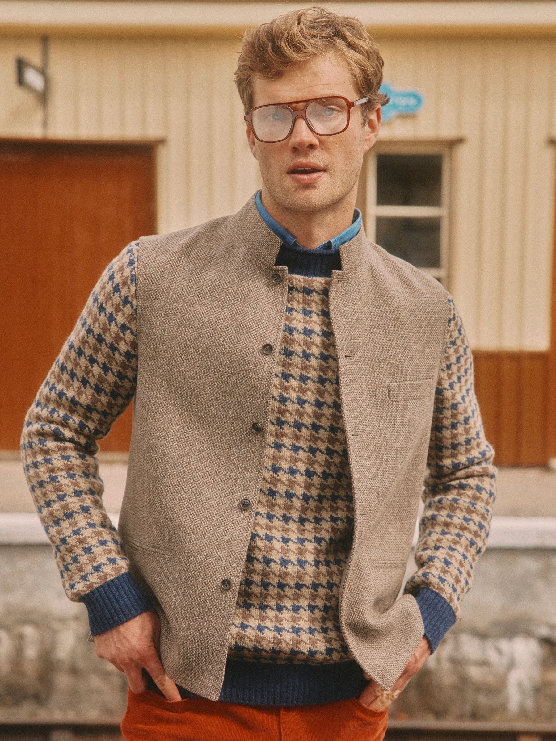 Stone Wool Blend Tweed Gilet - Image 1 of 14 Stone Wool Blend Tweed Gilet - Image 1 of 14