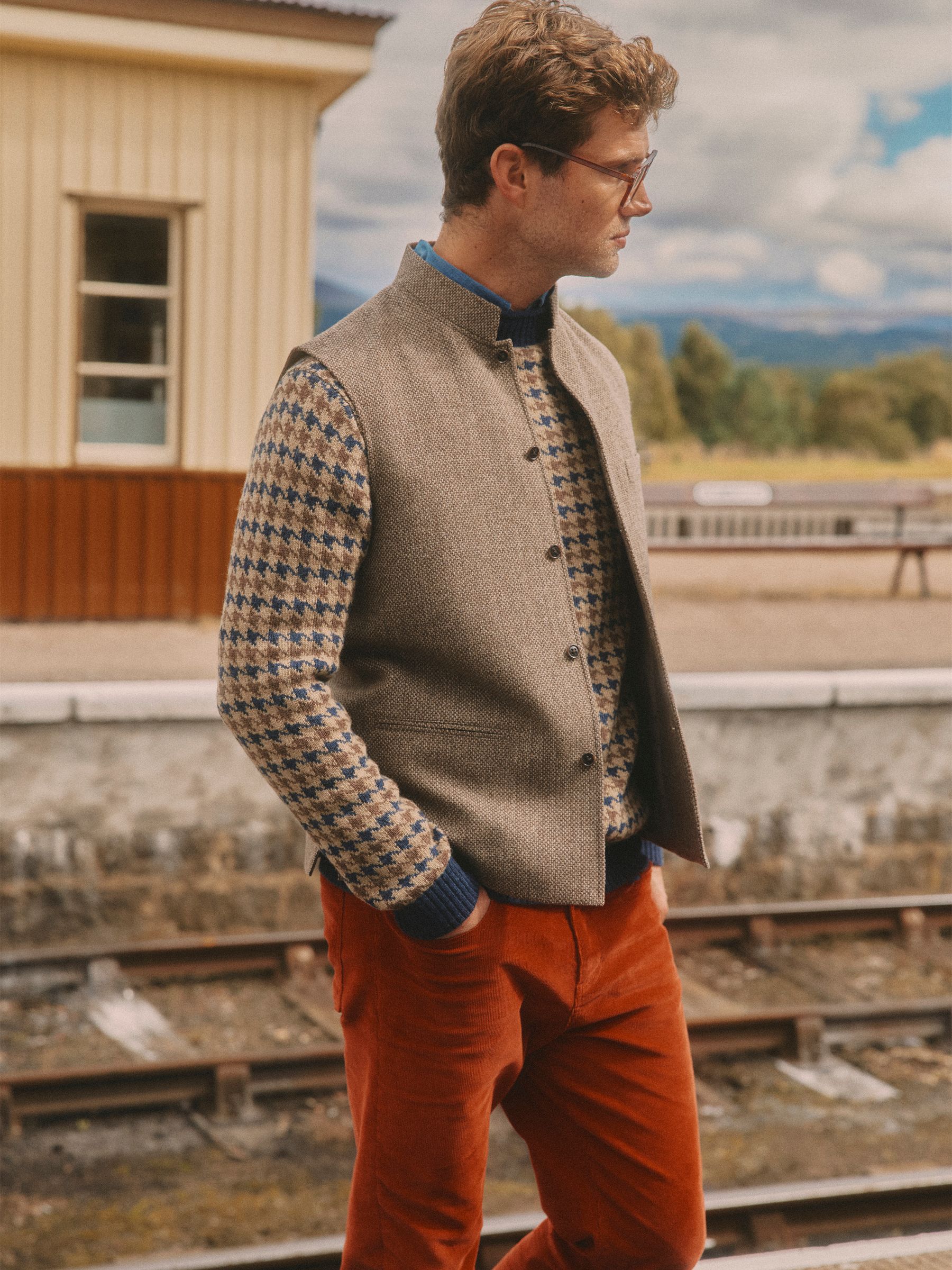 Stone Wool Blend Tweed Gilet - Image 2 of 14 Stone Wool Blend Tweed Gilet - Image 2 of 14