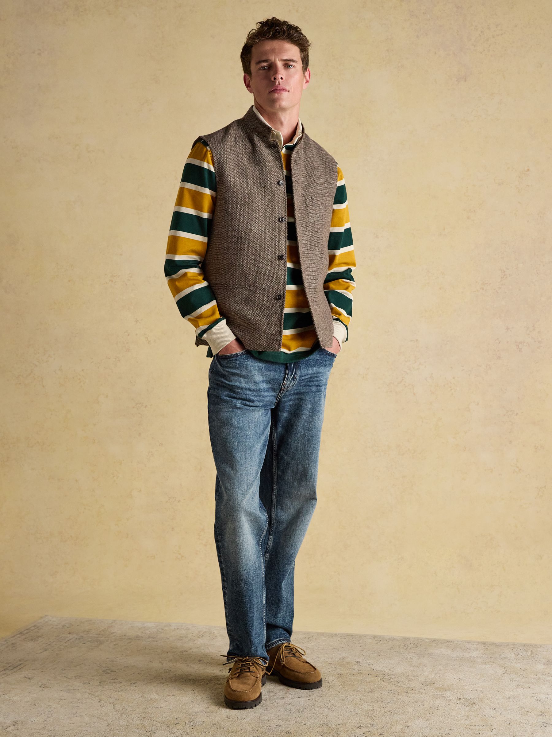 Stone Wool Blend Tweed Gilet - Image 5 of 14