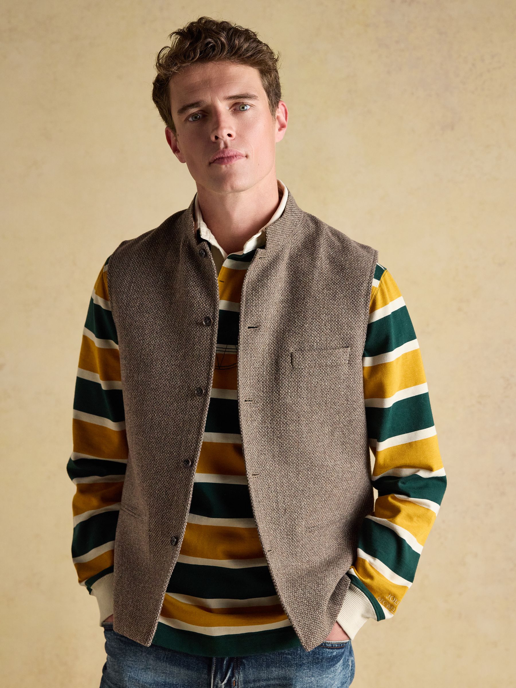 Stone Wool Blend Tweed Gilet - Image 9 of 14