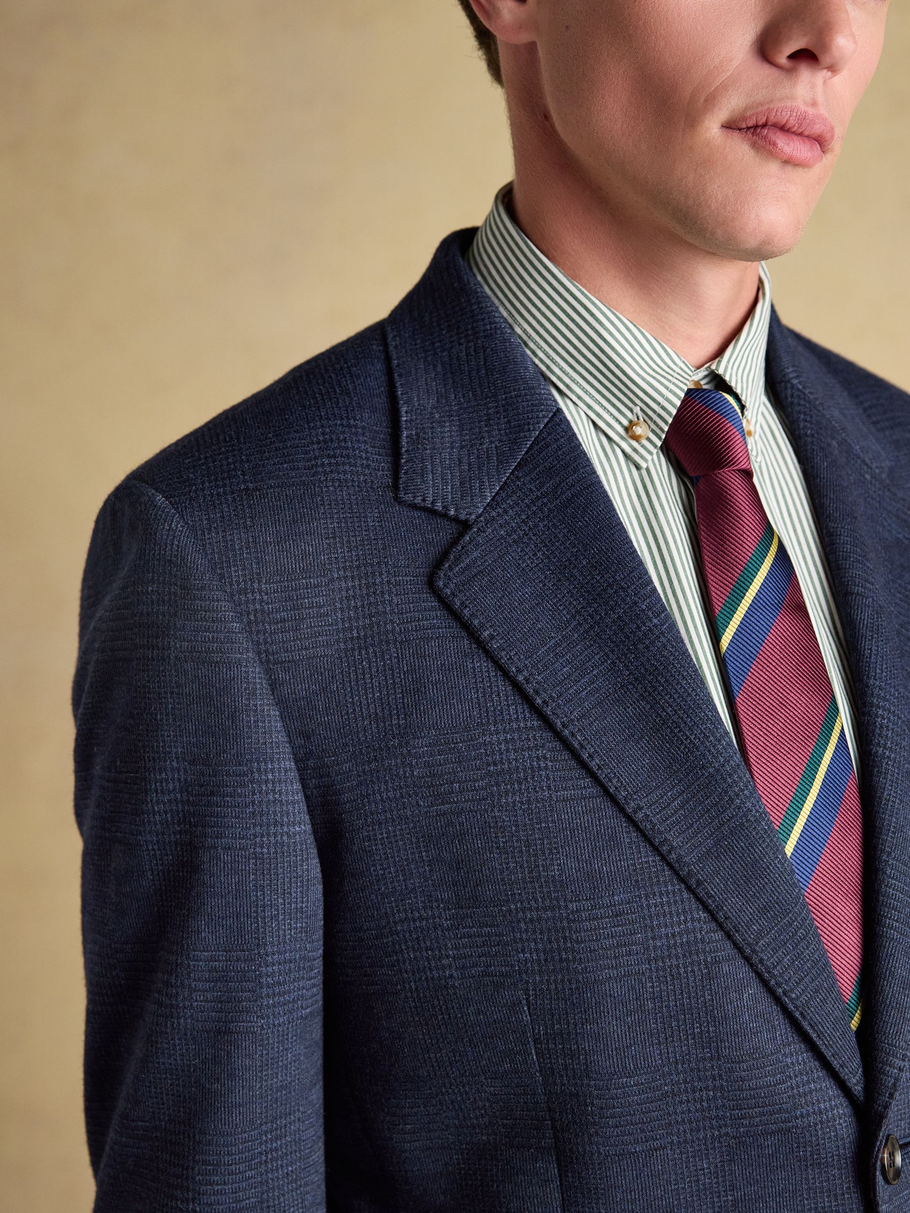 Blue Relaxed Jersey Prince of Wales Check Suit Jacket - Image 10 of 13