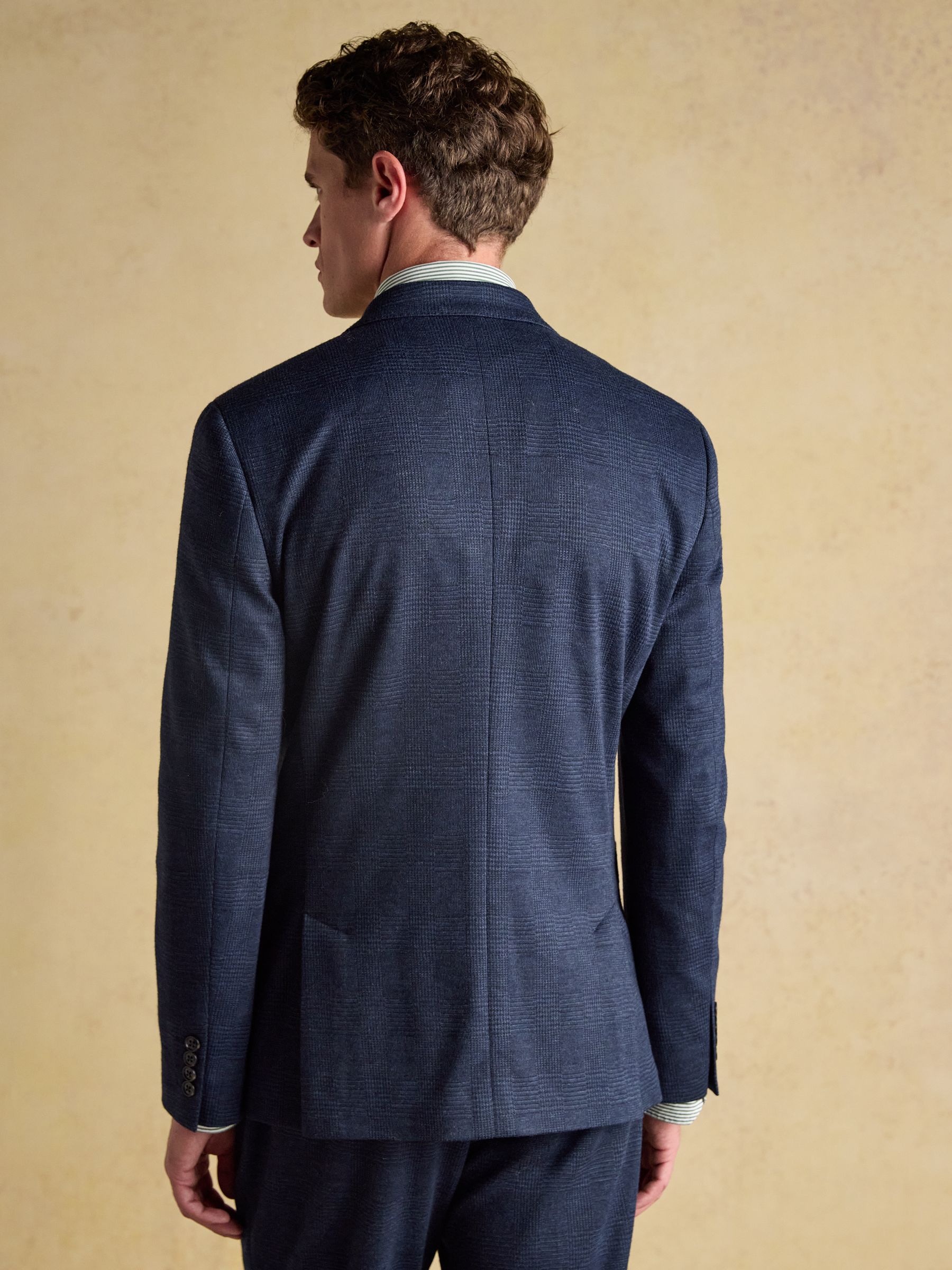 Blue Relaxed Jersey Prince of Wales Check Suit Jacket - Image 2 of 13