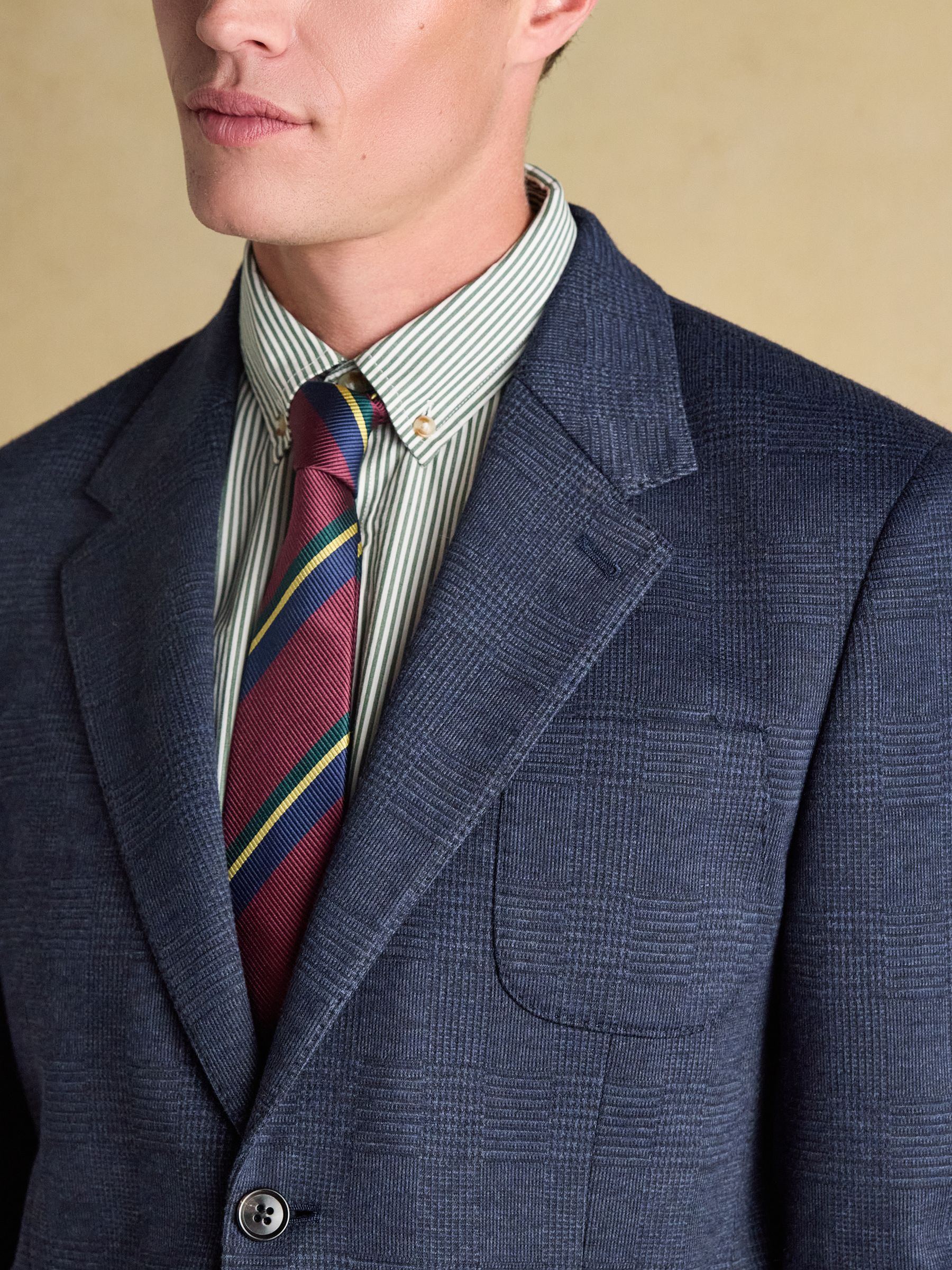Blue Relaxed Jersey Prince of Wales Check Suit Jacket - Image 4 of 13