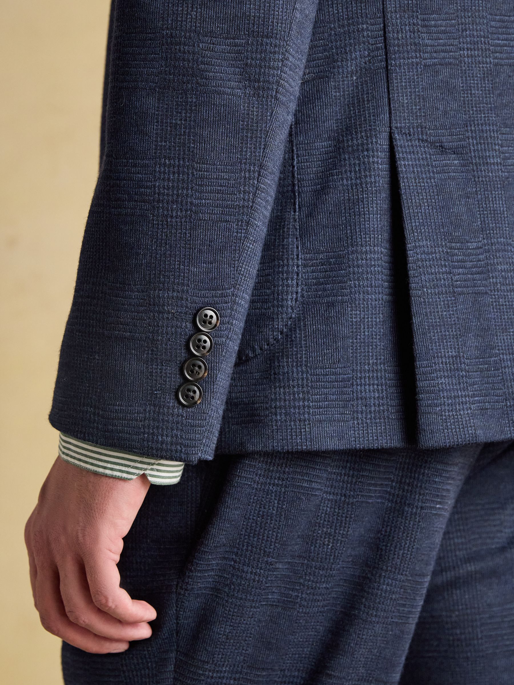 Blue Relaxed Jersey Prince of Wales Check Suit Jacket - Image 5 of 13