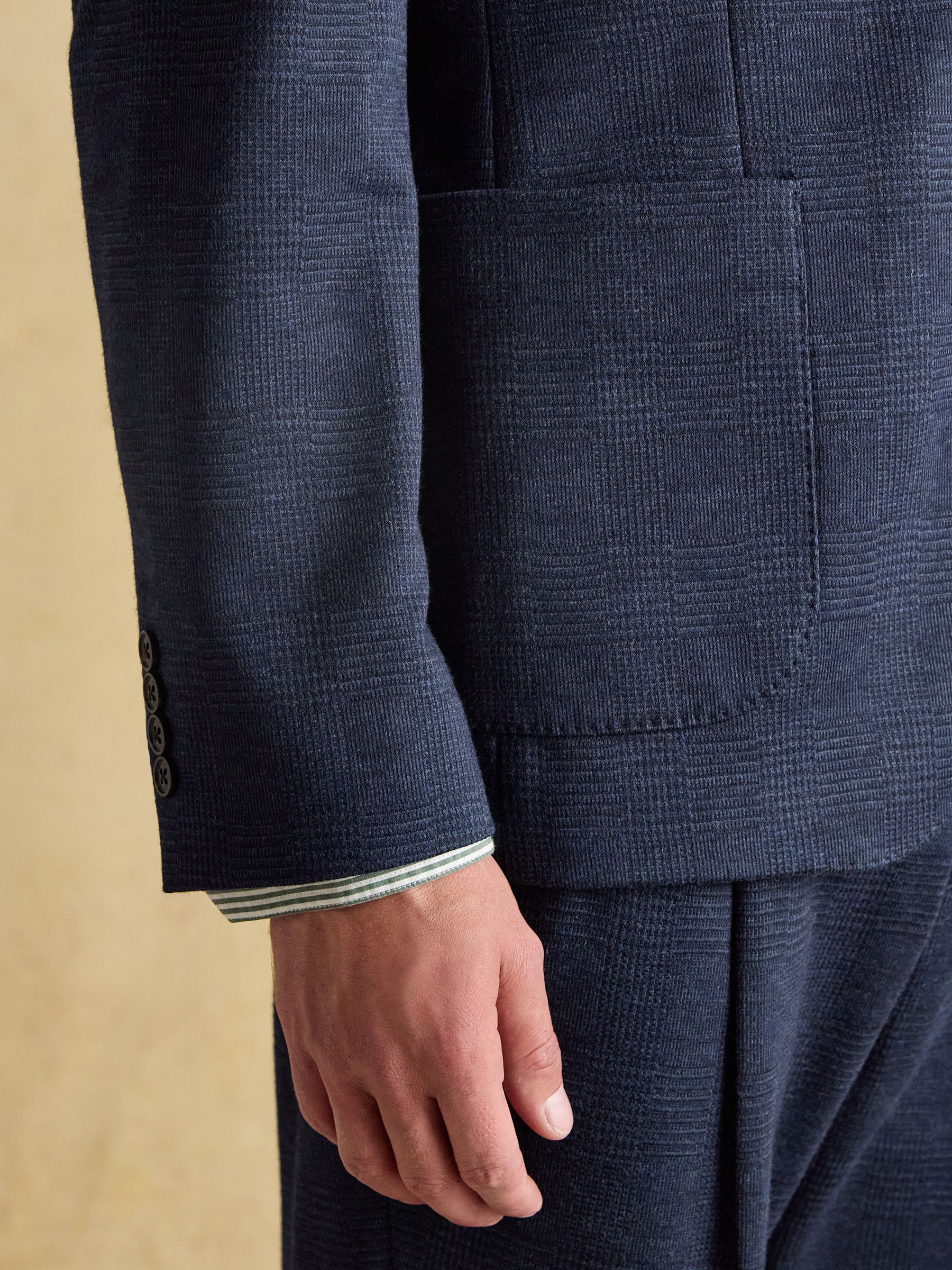 Blue Relaxed Jersey Prince of Wales Check Suit Jacket - Image 8 of 13