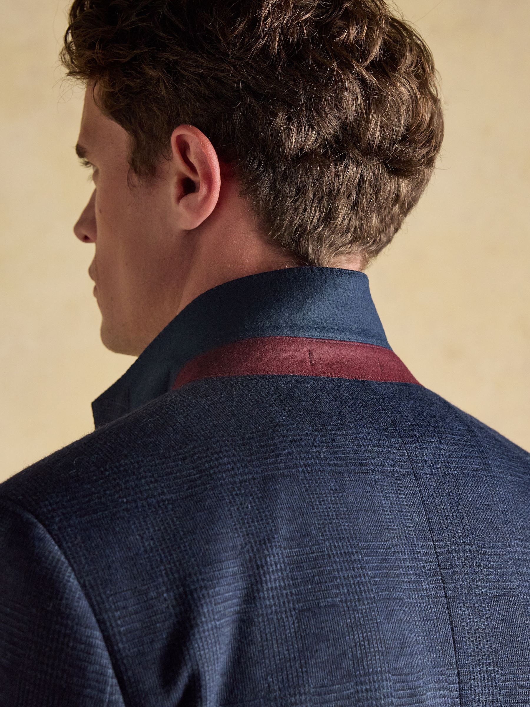 Blue Relaxed Jersey Prince of Wales Check Suit Jacket - Image 9 of 13