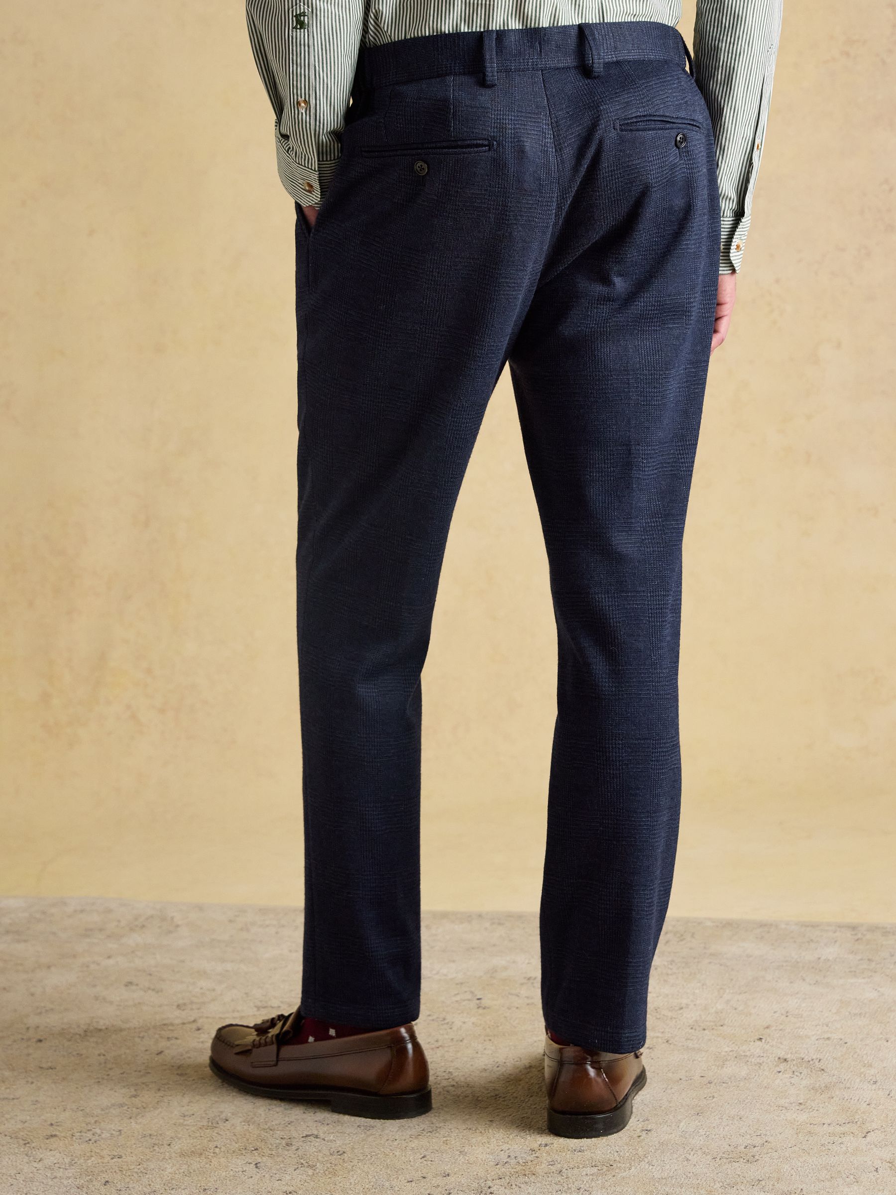 Blue Relaxed Jersey Prince of Wales Check Suit Trousers - Image 1 of 7