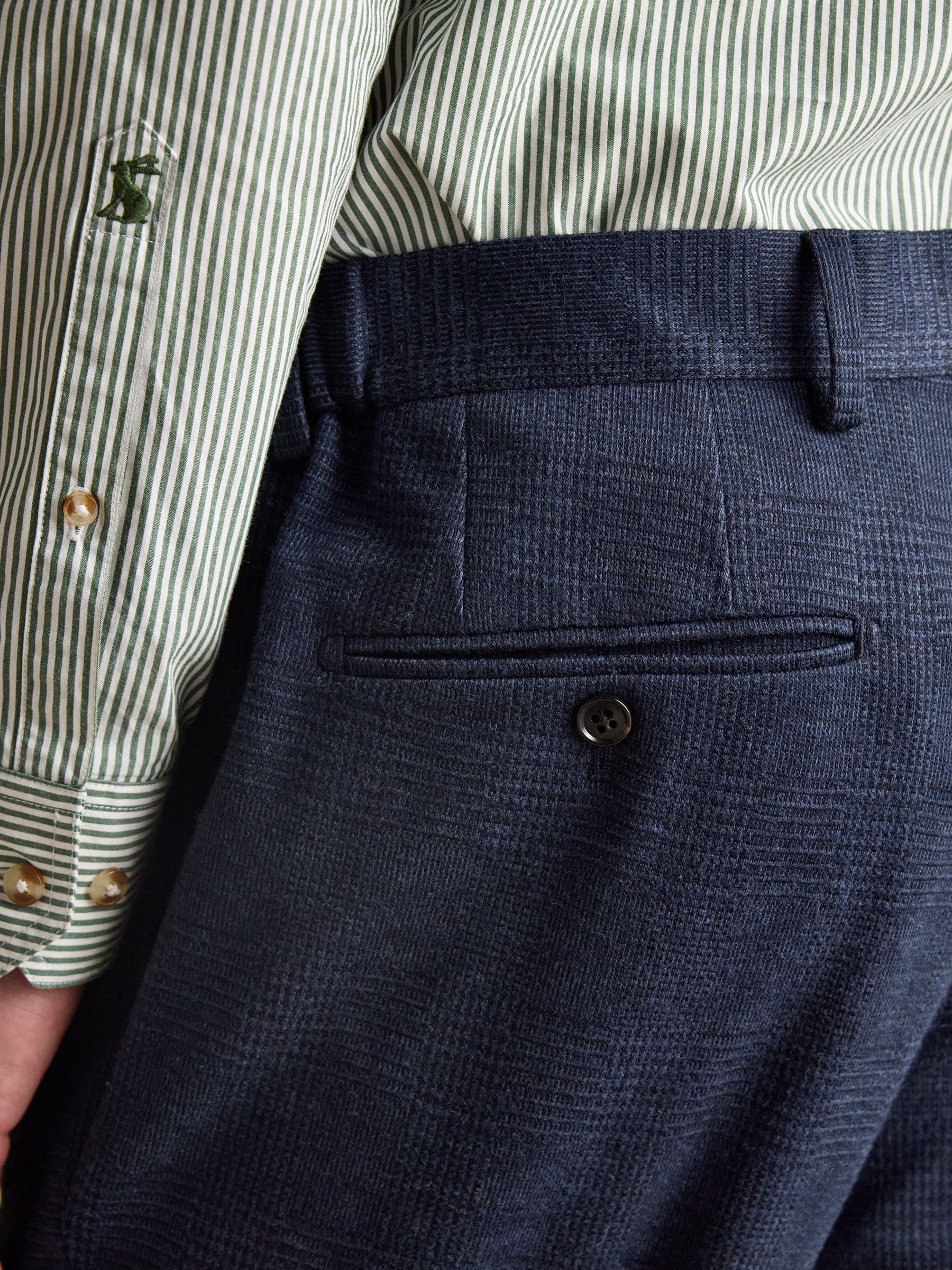 Blue Relaxed Jersey Prince of Wales Check Suit Trousers - Image 6 of 7