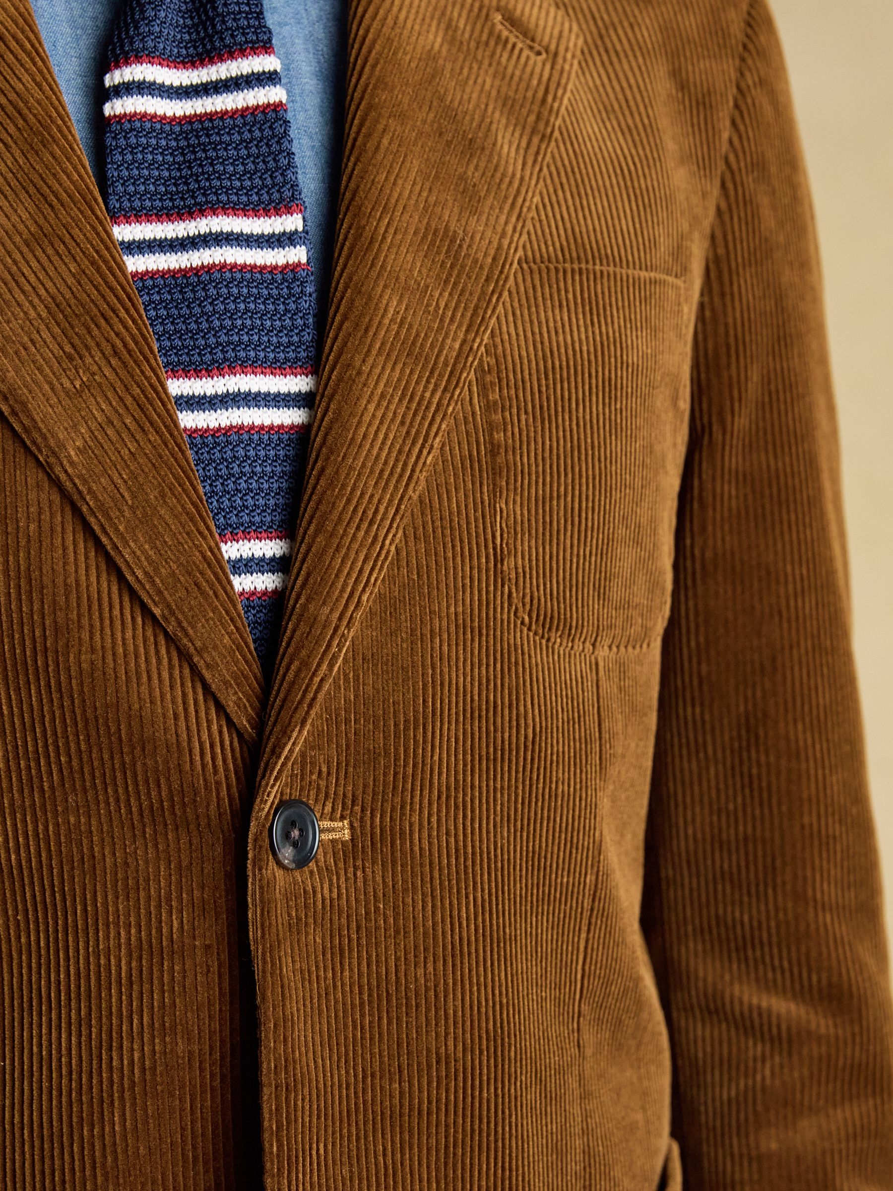 Tan Brown Relaxed Fit Corduroy Suit Jacket - Image 12 of 15