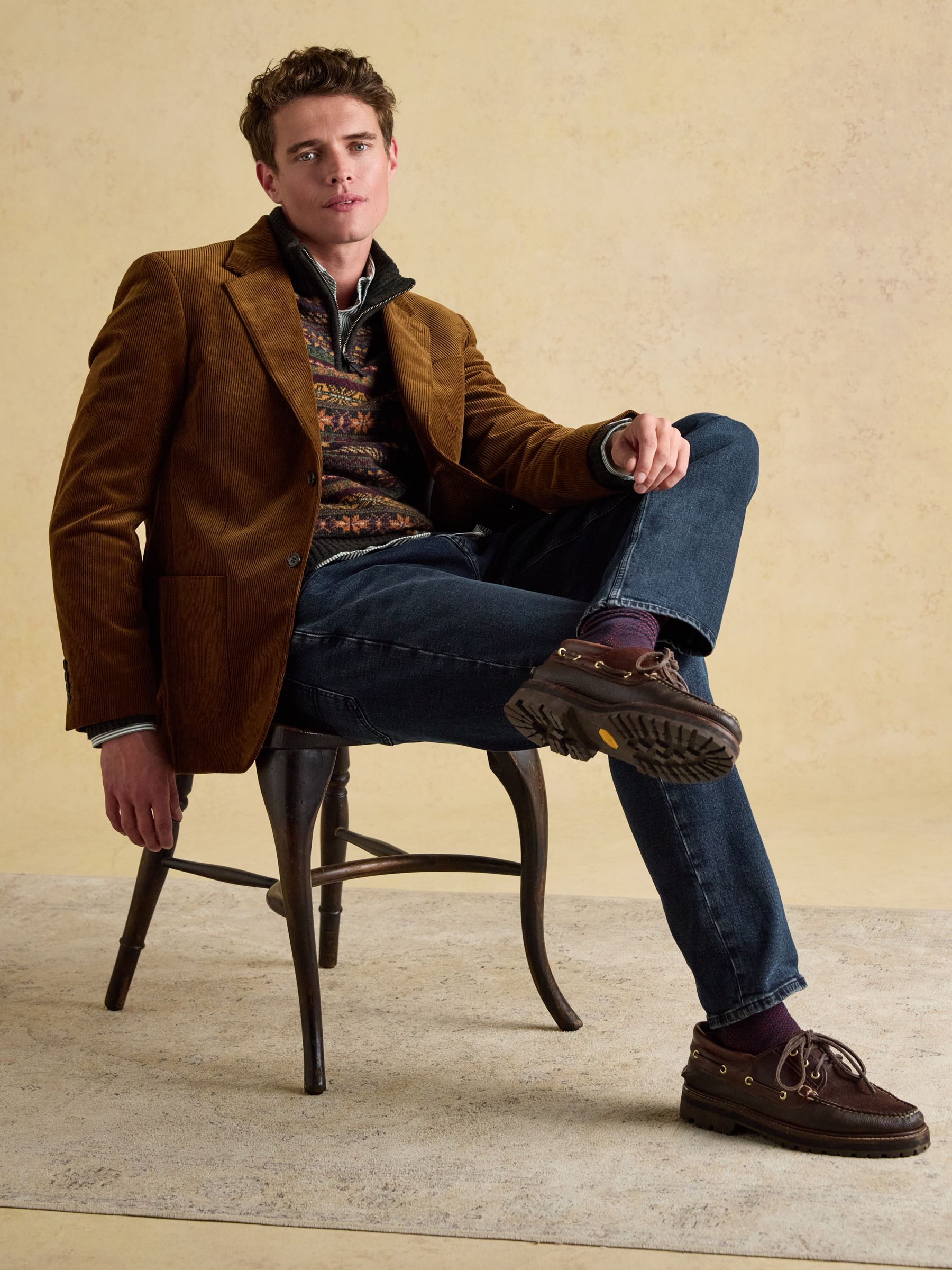 Tan Brown Relaxed Fit Corduroy Suit Jacket - Image 14 of 15