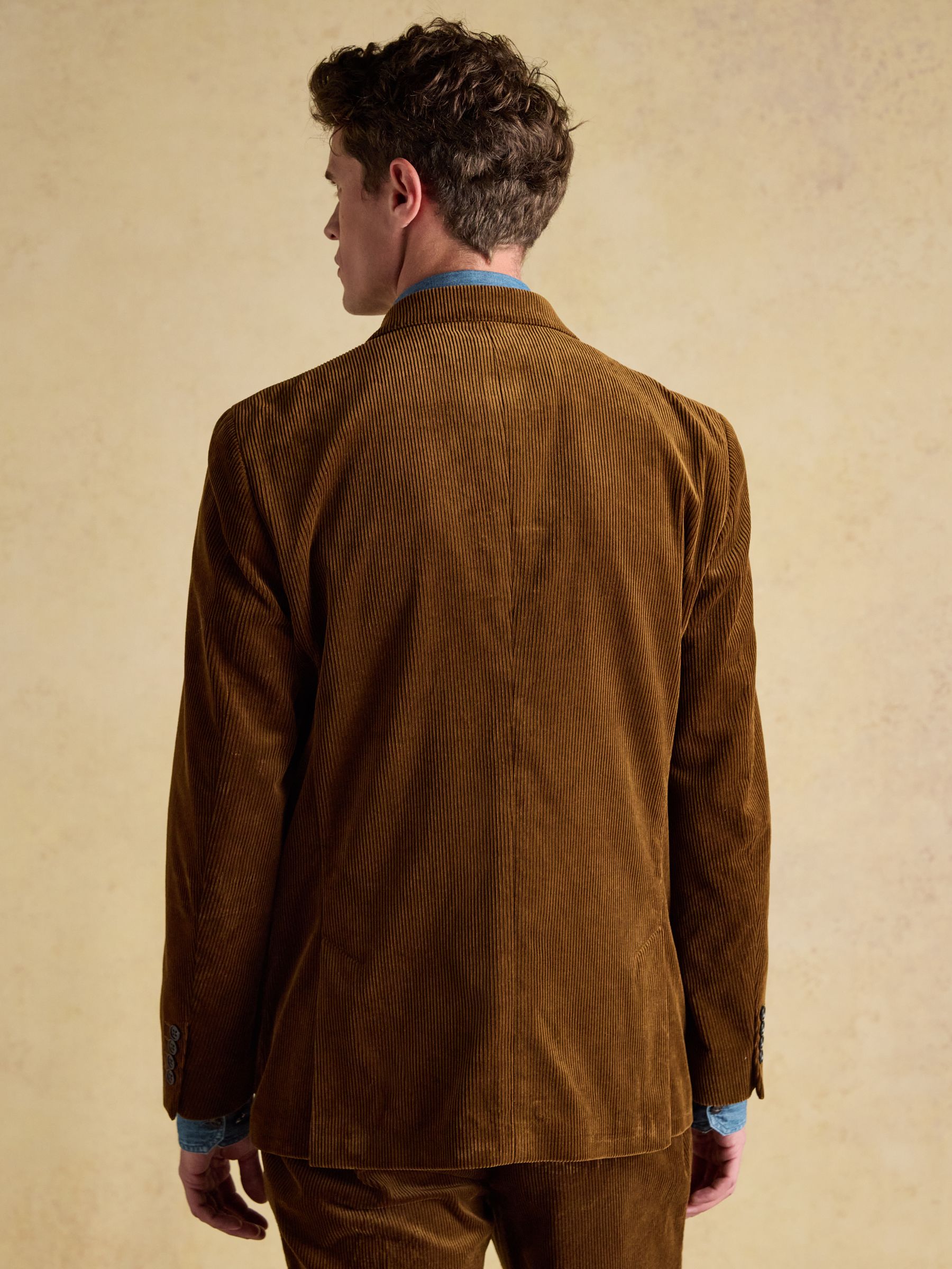 Tan Brown Relaxed Fit Corduroy Suit Jacket - Image 4 of 15