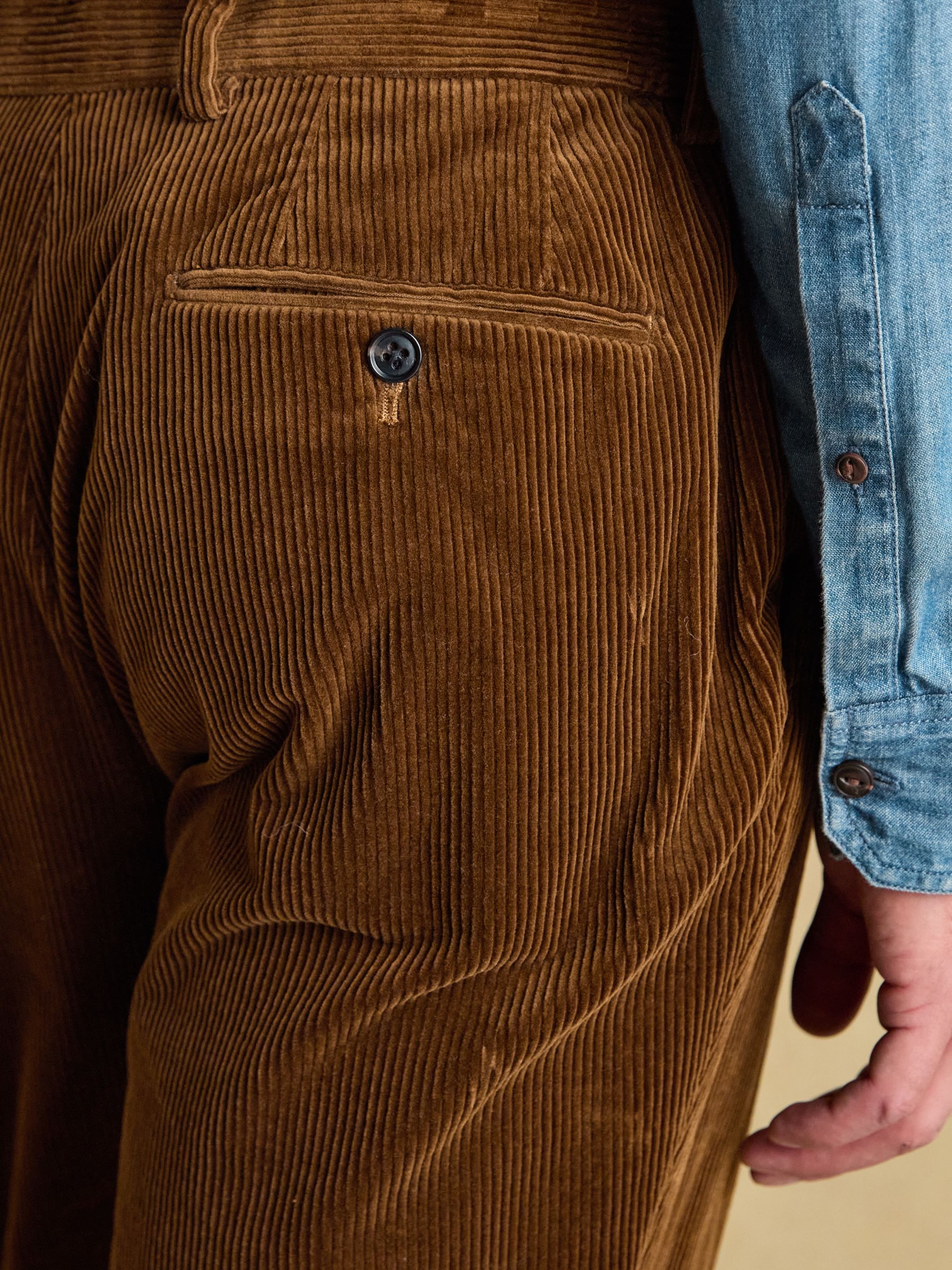 Tan Brown Relaxed Fit Corduroy Suit Trousers - Image 11 of 13