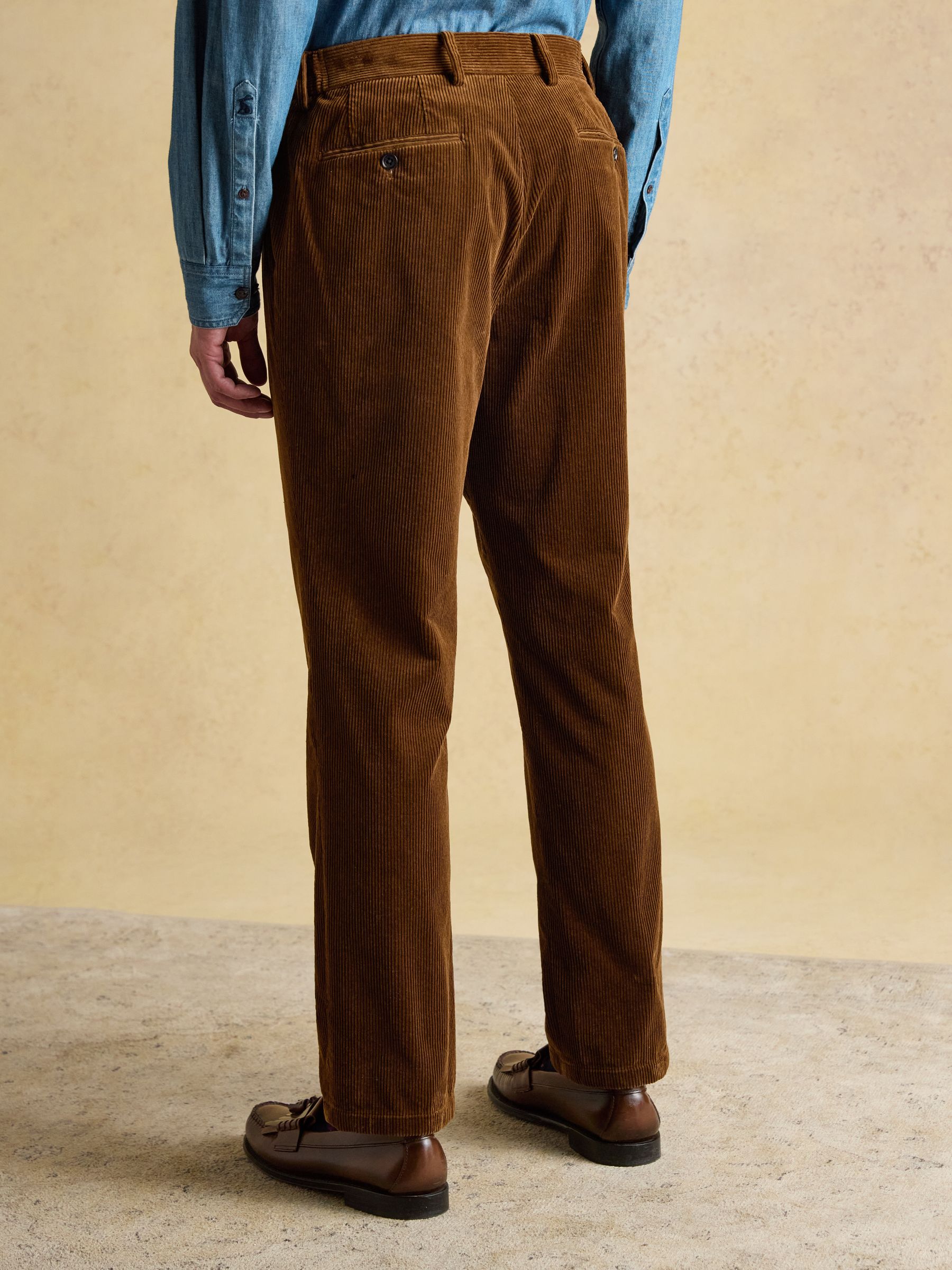 Tan Brown Relaxed Fit Corduroy Suit Trousers - Image 2 of 10