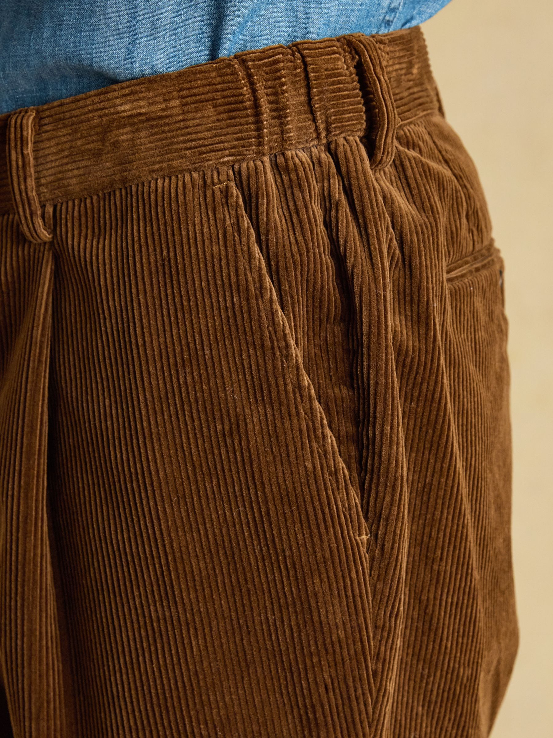 Tan Brown Relaxed Fit Corduroy Suit Trousers - Image 6 of 10