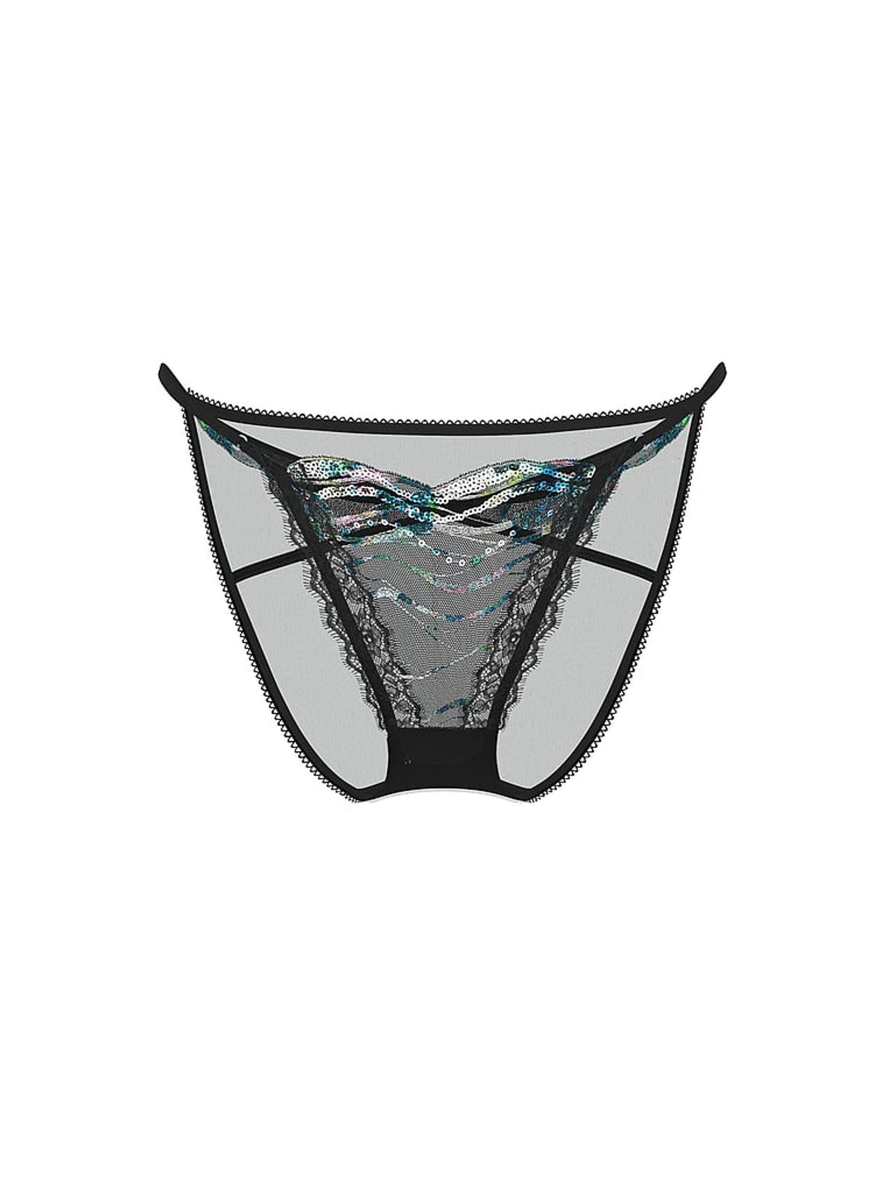 Siren Black Bikini Sequin Embroidery Knickers - Image 3 of 4