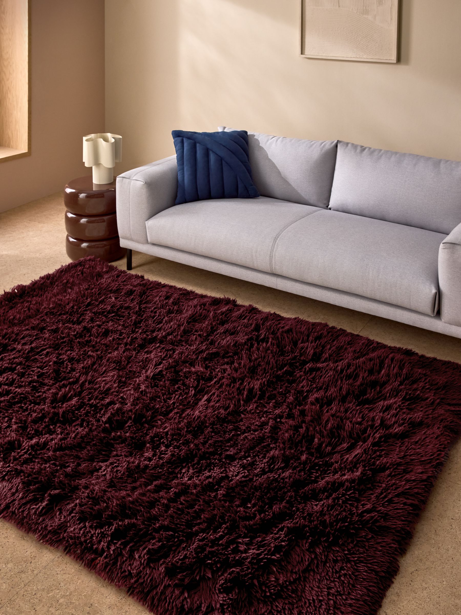 Burgundy Dala Shaggy Berber Wool Tufted Rug - Image 1 of 5 Burgundy Dala Shaggy Berber Wool Tufted Rug - Image 1 of 5