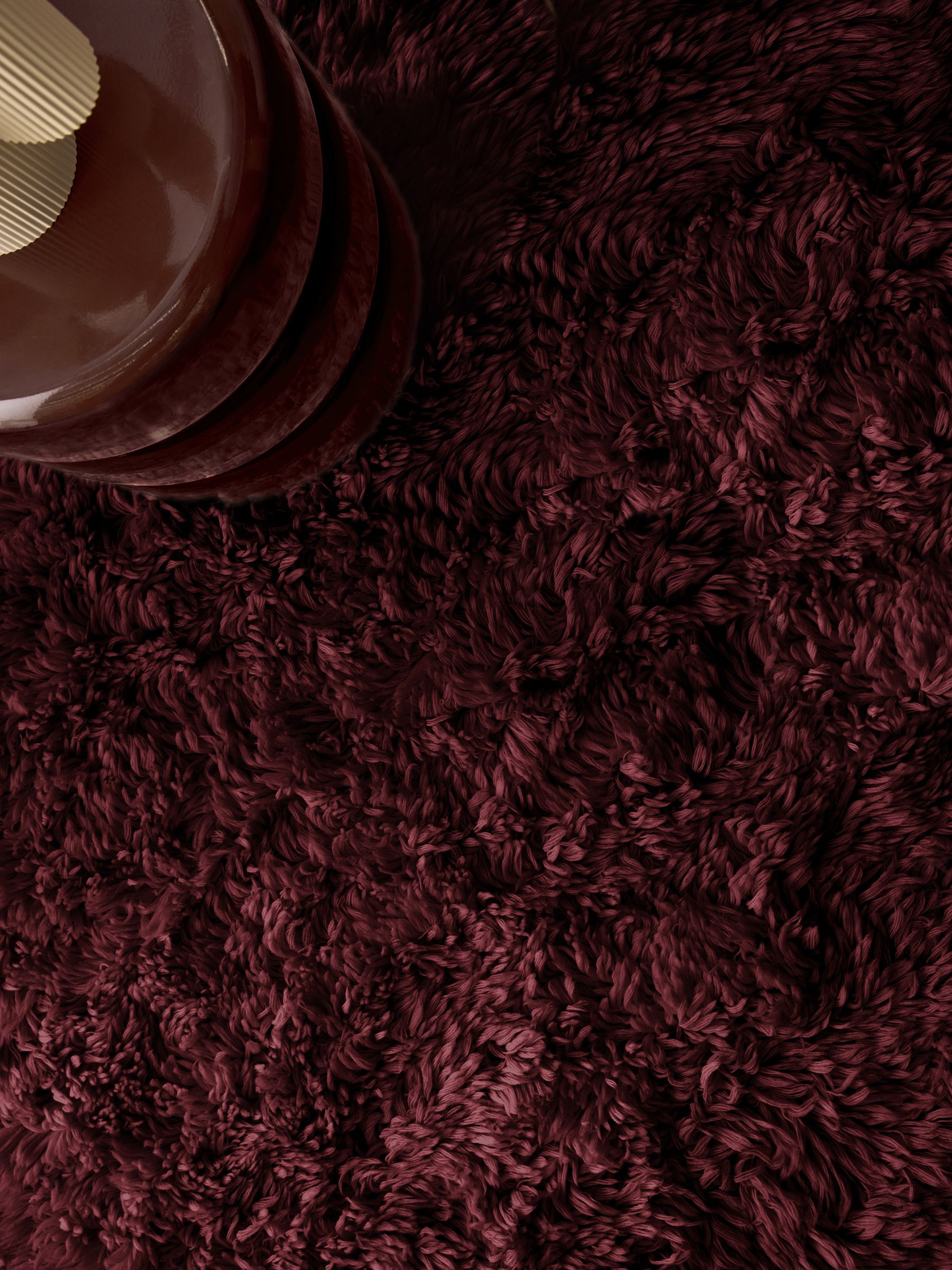 Burgundy Dala Shaggy Berber Wool Tufted Rug - Image 2 of 5 Burgundy Dala Shaggy Berber Wool Tufted Rug - Image 2 of 5