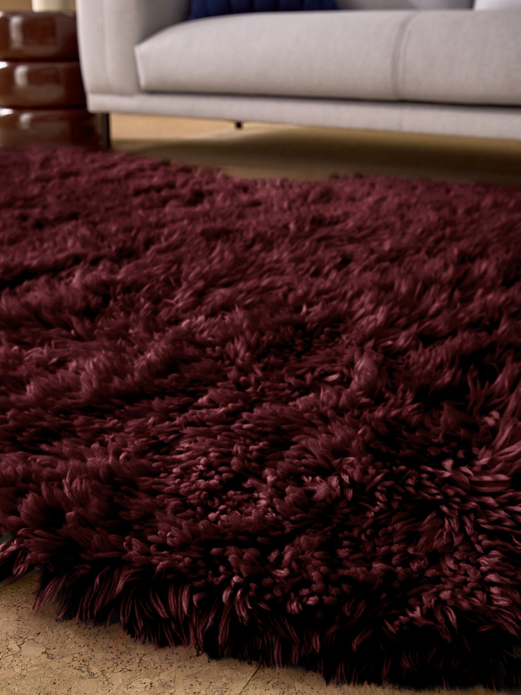 Burgundy Dala Shaggy Berber Wool Tufted Rug - Image 3 of 5