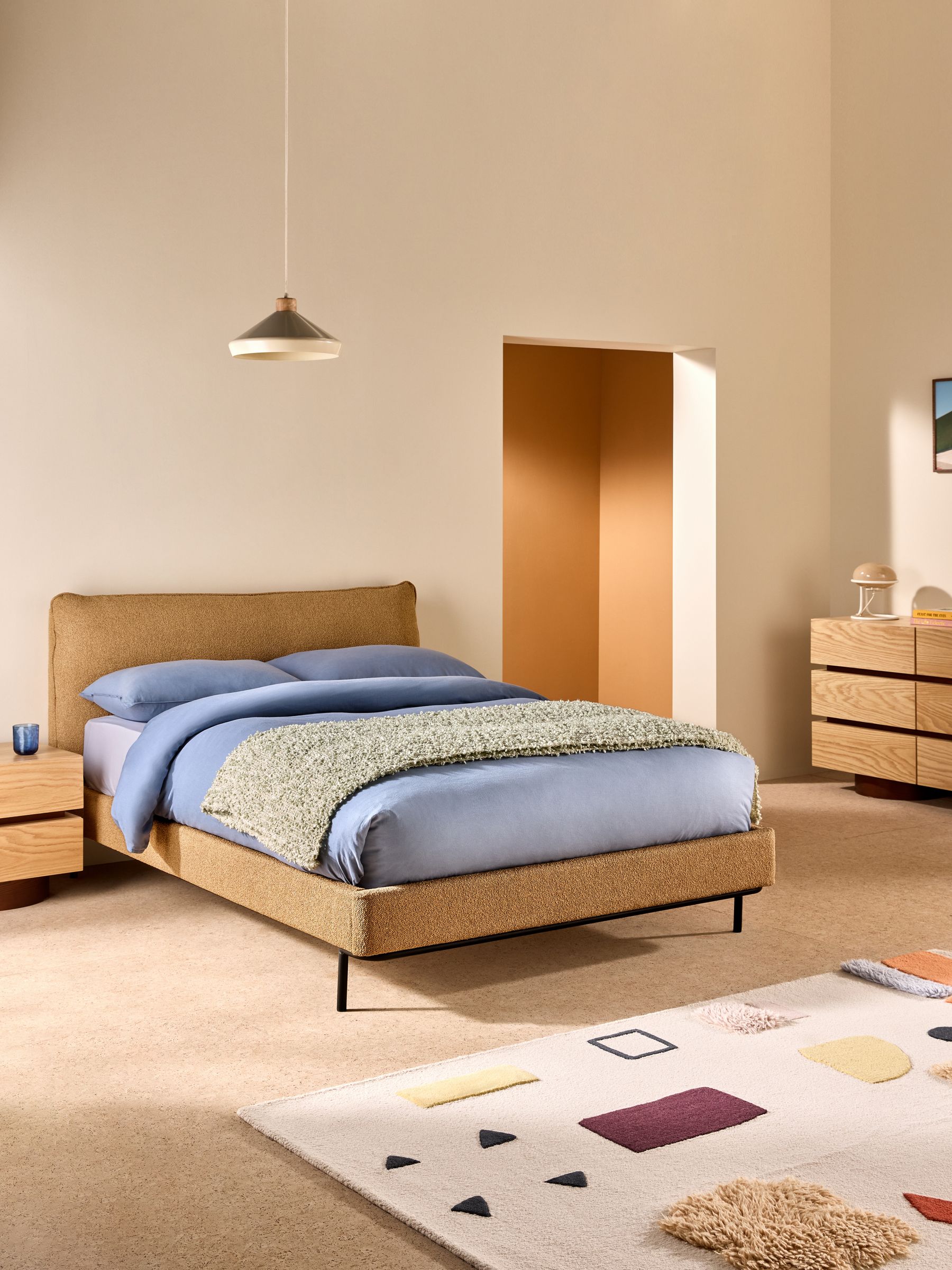 Soft Touch Boucle Caramel Bed Harlow Bed - Image 1 of 3 Soft Touch Boucle Caramel Bed Harlow Bed - Image 1 of 3