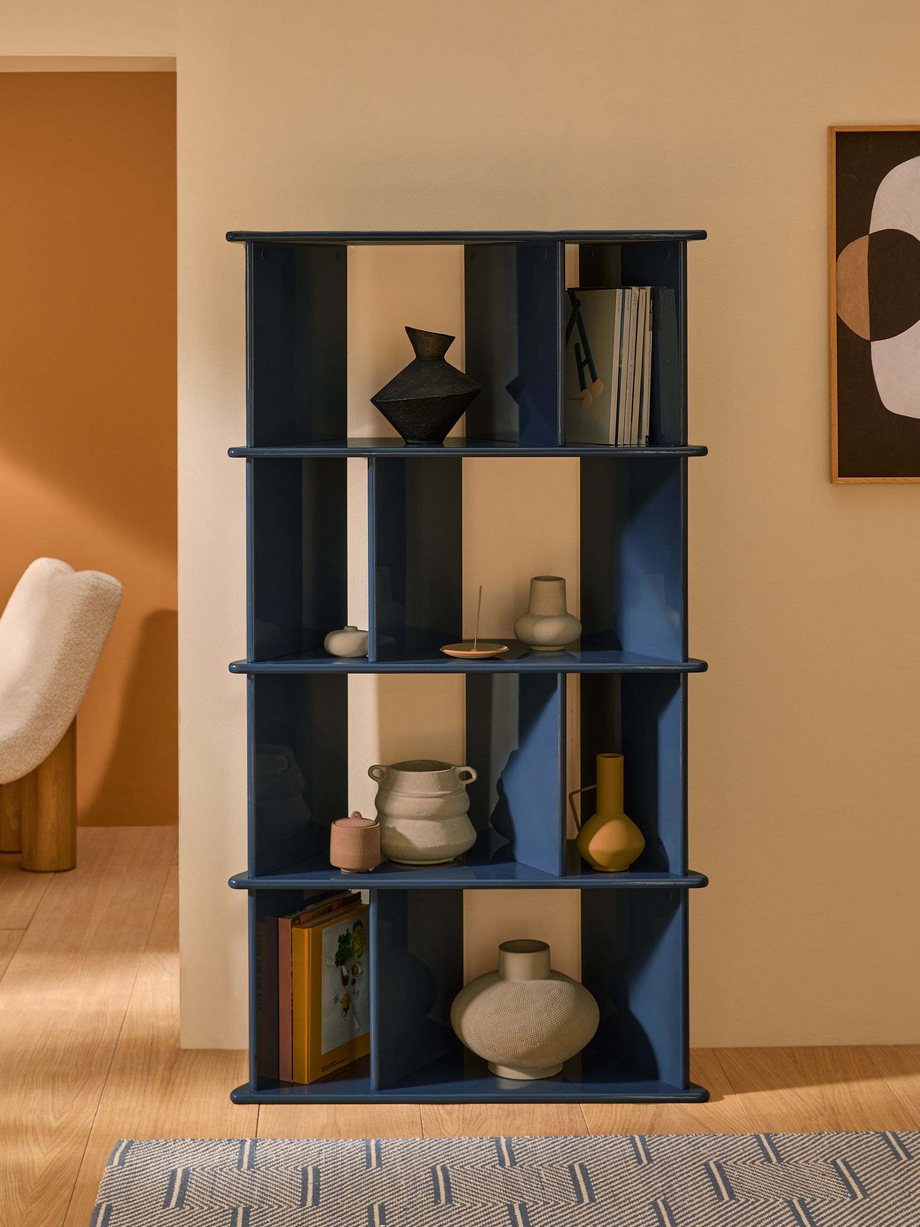 Ingrid Narrow Shelving Unit in Navy - Image 1 of 6