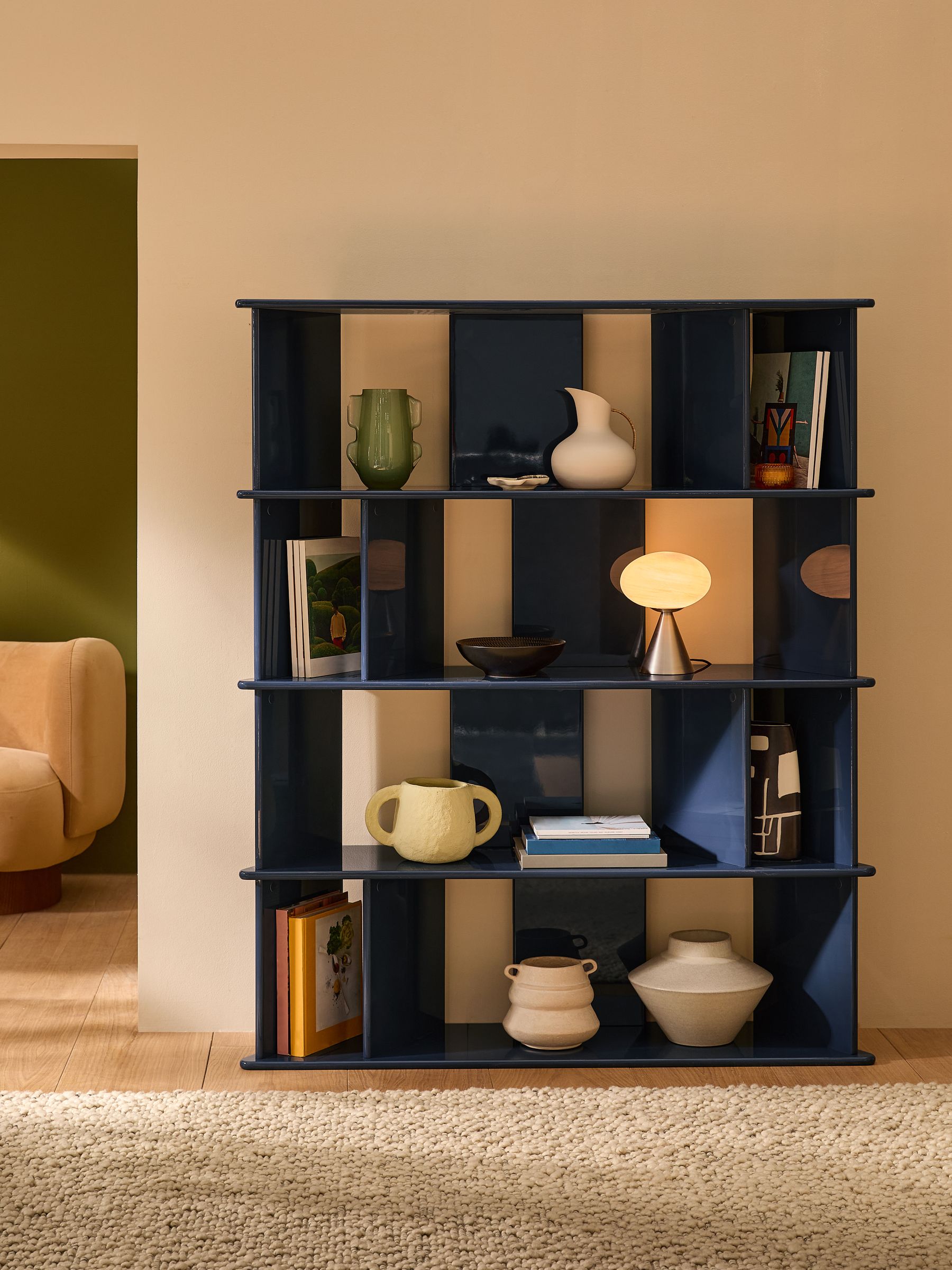 Ingrid Wide Shelving Unit in Navy - Image 1 of 4
