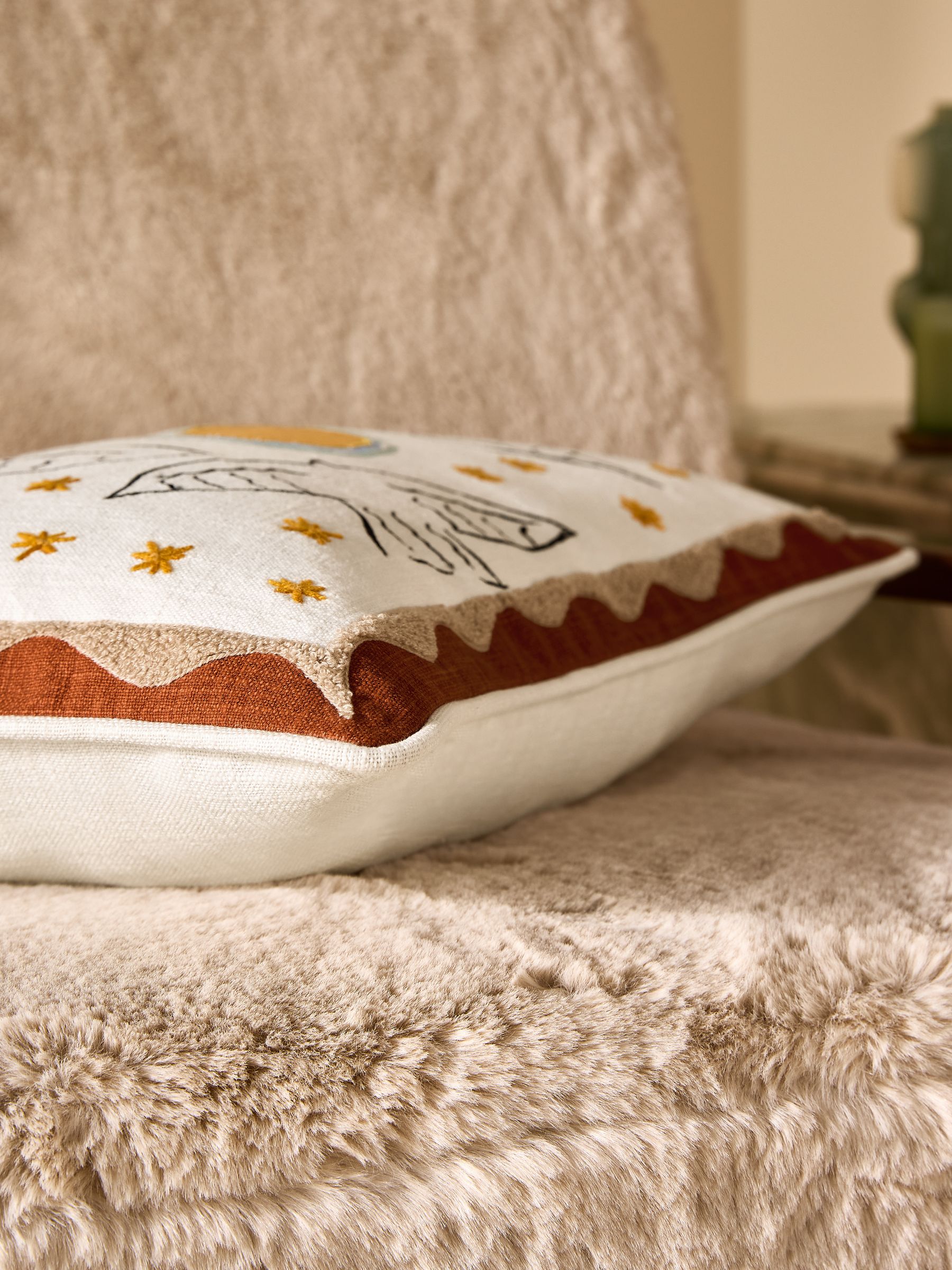 Embroidered Cushion in Helious - Image 3 of 4