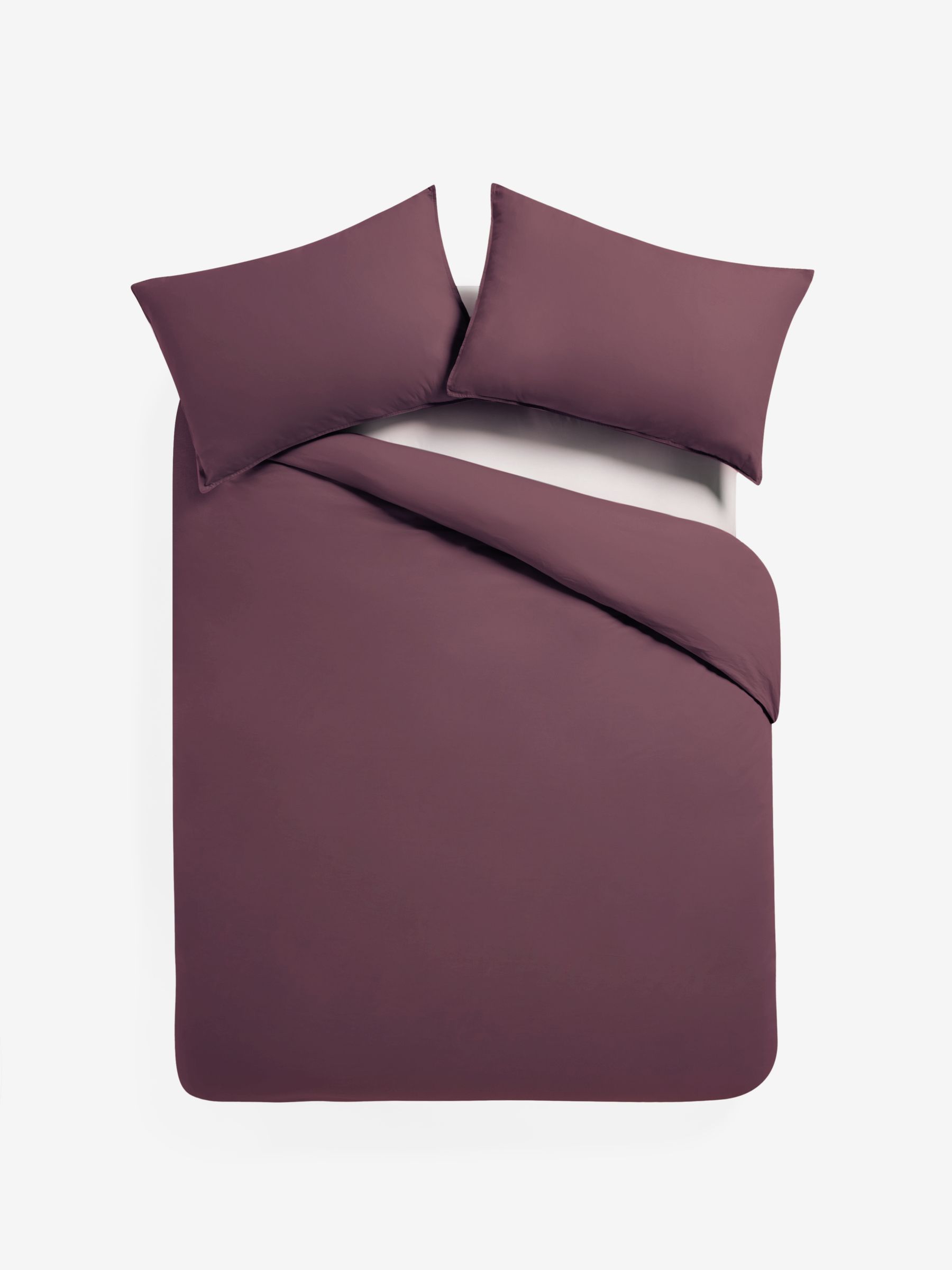 Cosy Washed Cotton Duvet Cover and Pillowcase Set in Aubergine Purple - Image 3 of 3