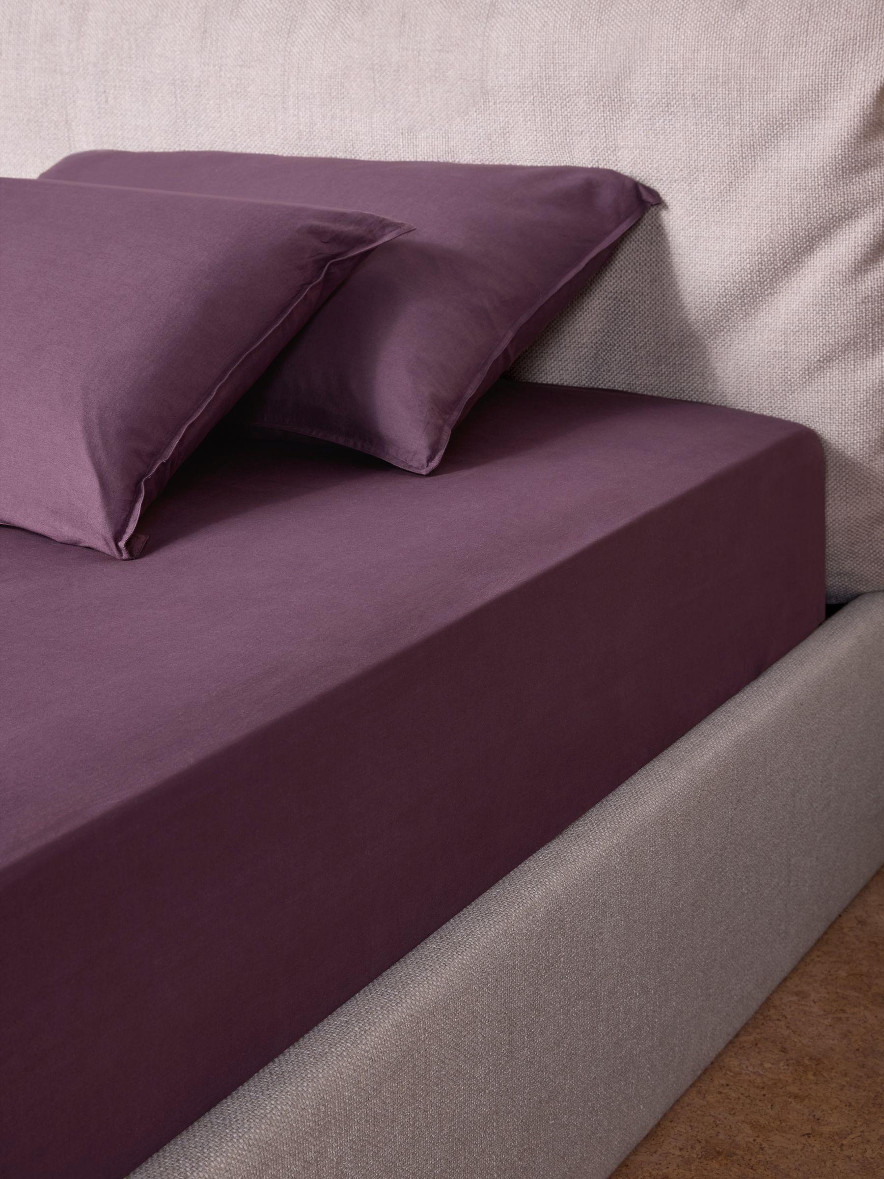 Cosy Washed Cotton Extra Deep Fitted Sheet in Aubergine Purple - Image 1 of 3