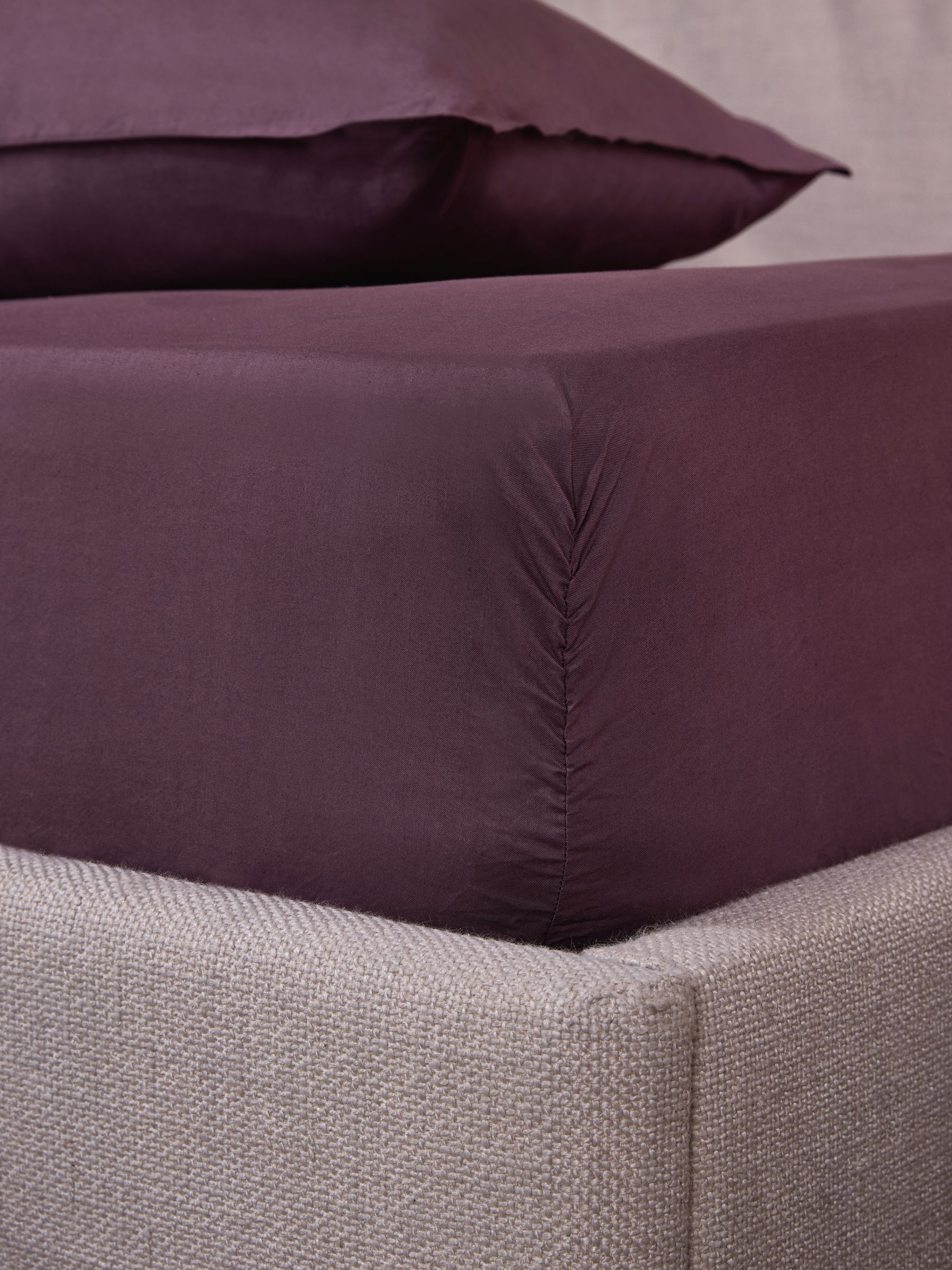 Cosy Washed Cotton Extra Deep Fitted Sheet in Aubergine Purple - Image 2 of 3 Cosy Washed Cotton Extra Deep Fitted Sheet in Aubergine Purple - Image 2 of 3