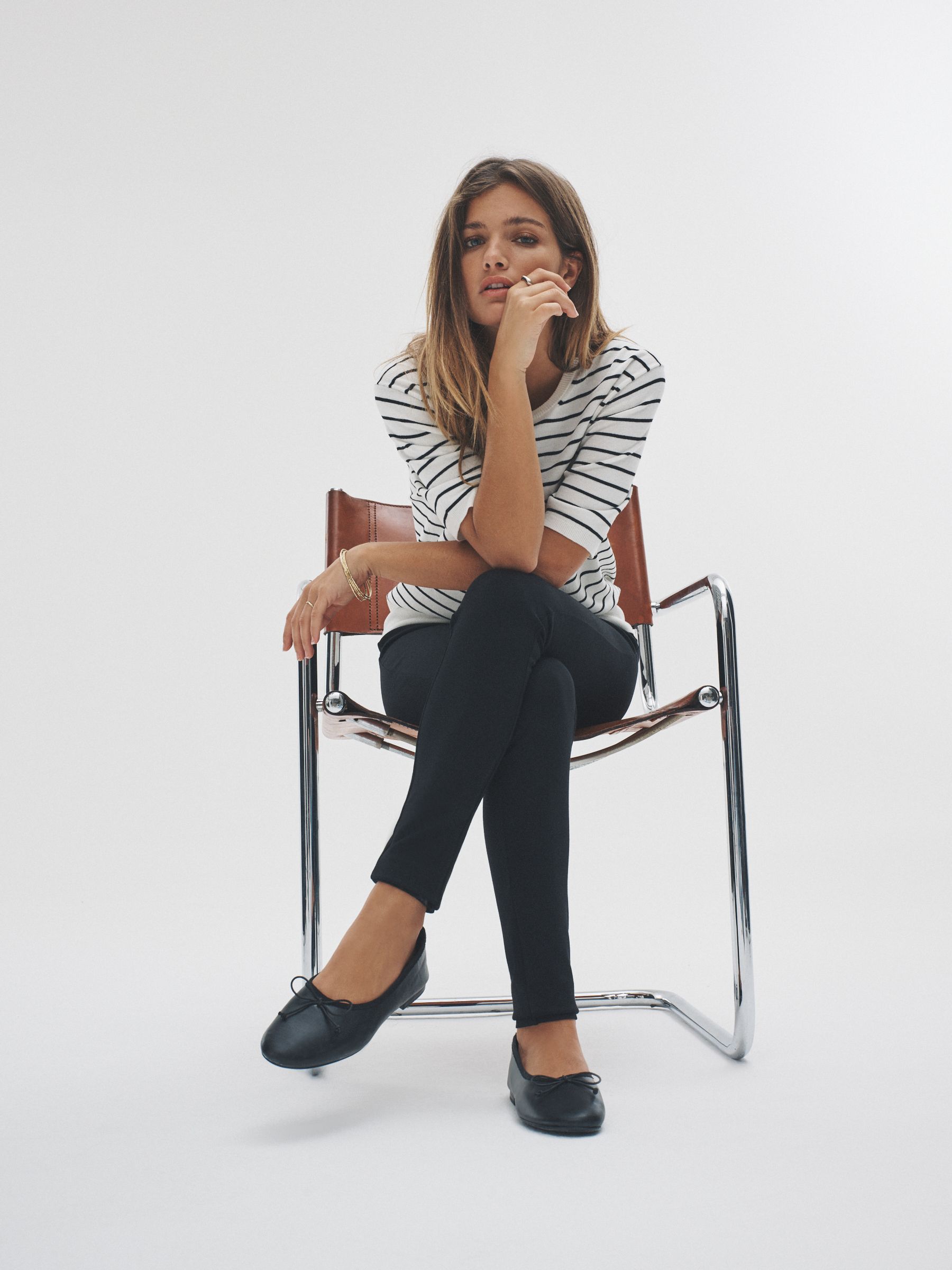 Black/Charcoal Grey/Grey Marl/Cream Stripe - 4 Pack Long Sleeve Fine Knit T-Shirts - Image 5 of 6