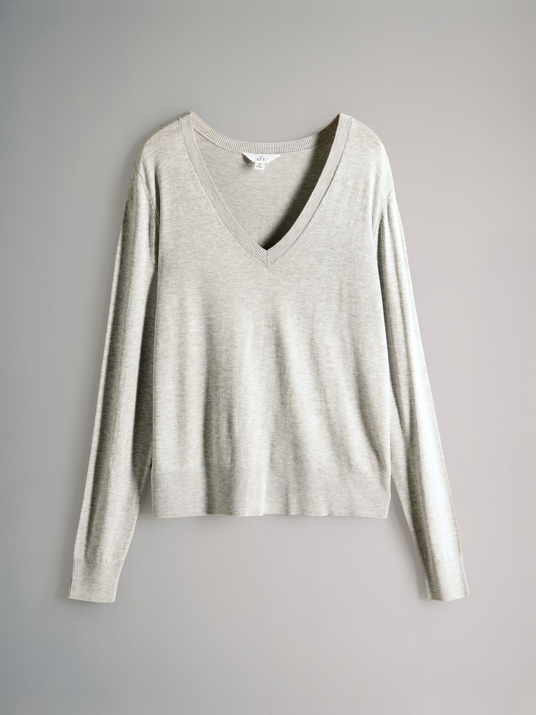 Black/Charcoal Grey/Grey Marl - 3 Pack V-Neck Fine Knit Jumpers - Image 2 of 6