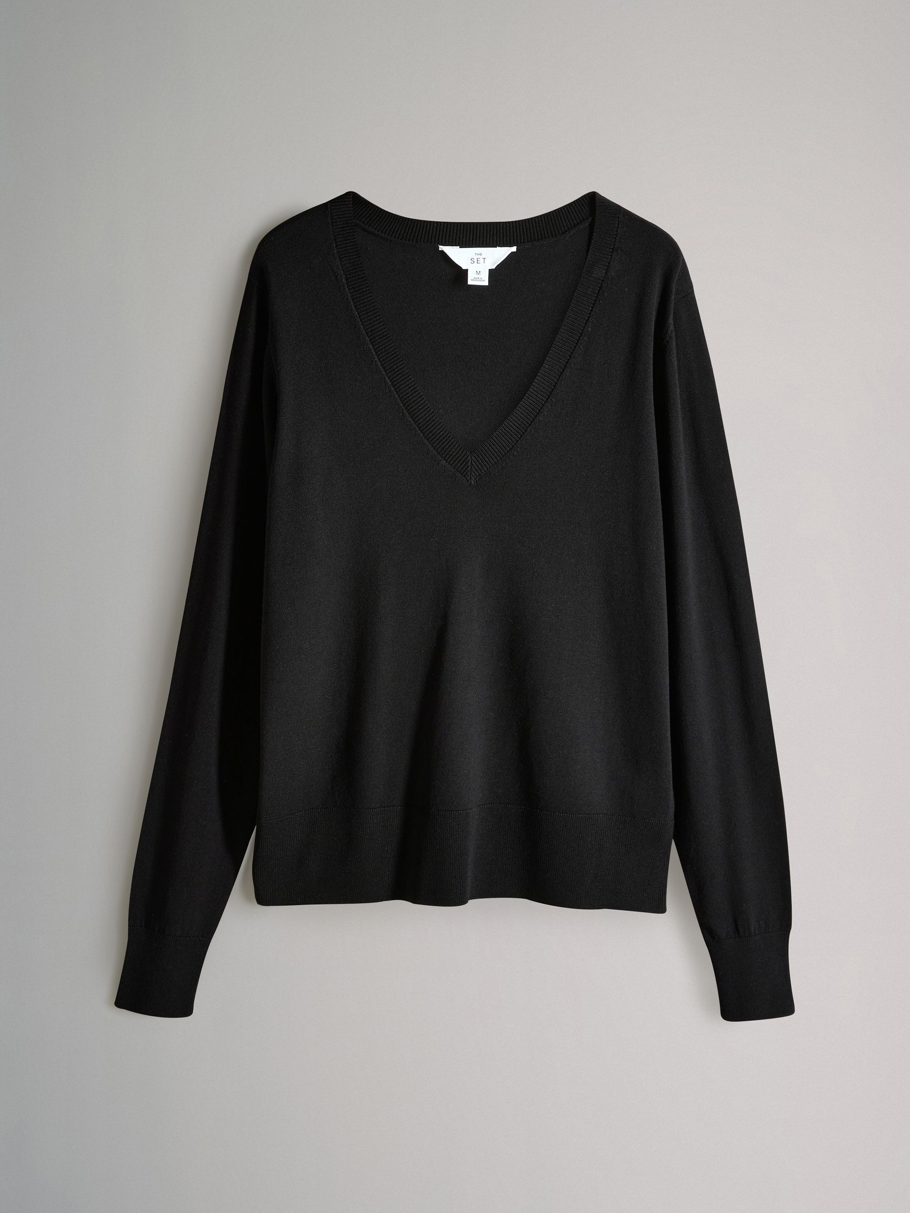 Black/Charcoal Grey/Grey Marl - 3 Pack V-Neck Fine Knit Jumpers - Image 3 of 6