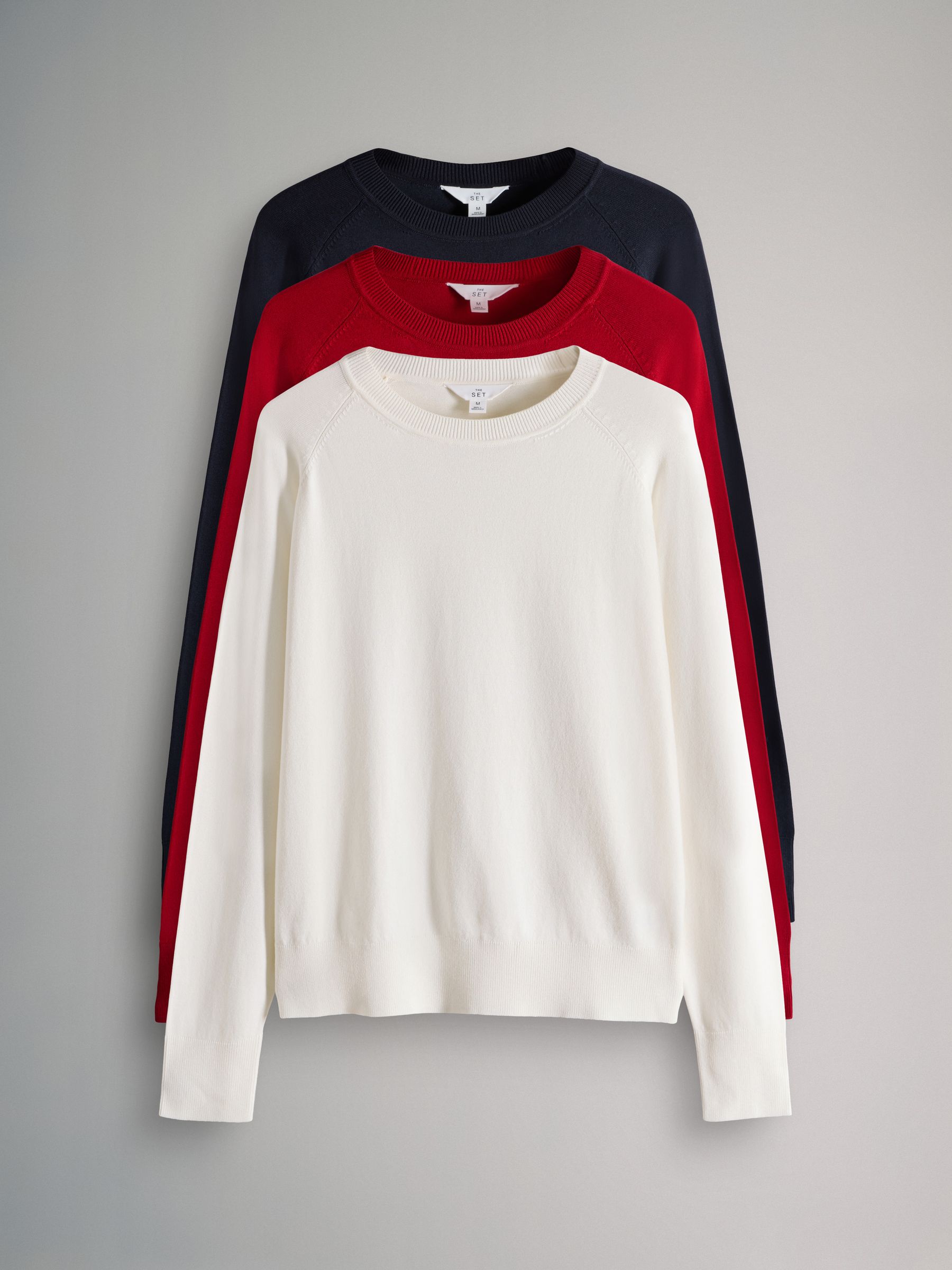 3 Pack Fine Knit Crew Neck Jumpers - Image 1 of 6 3 Pack Fine Knit Crew Neck Jumpers - Image 1 of 6