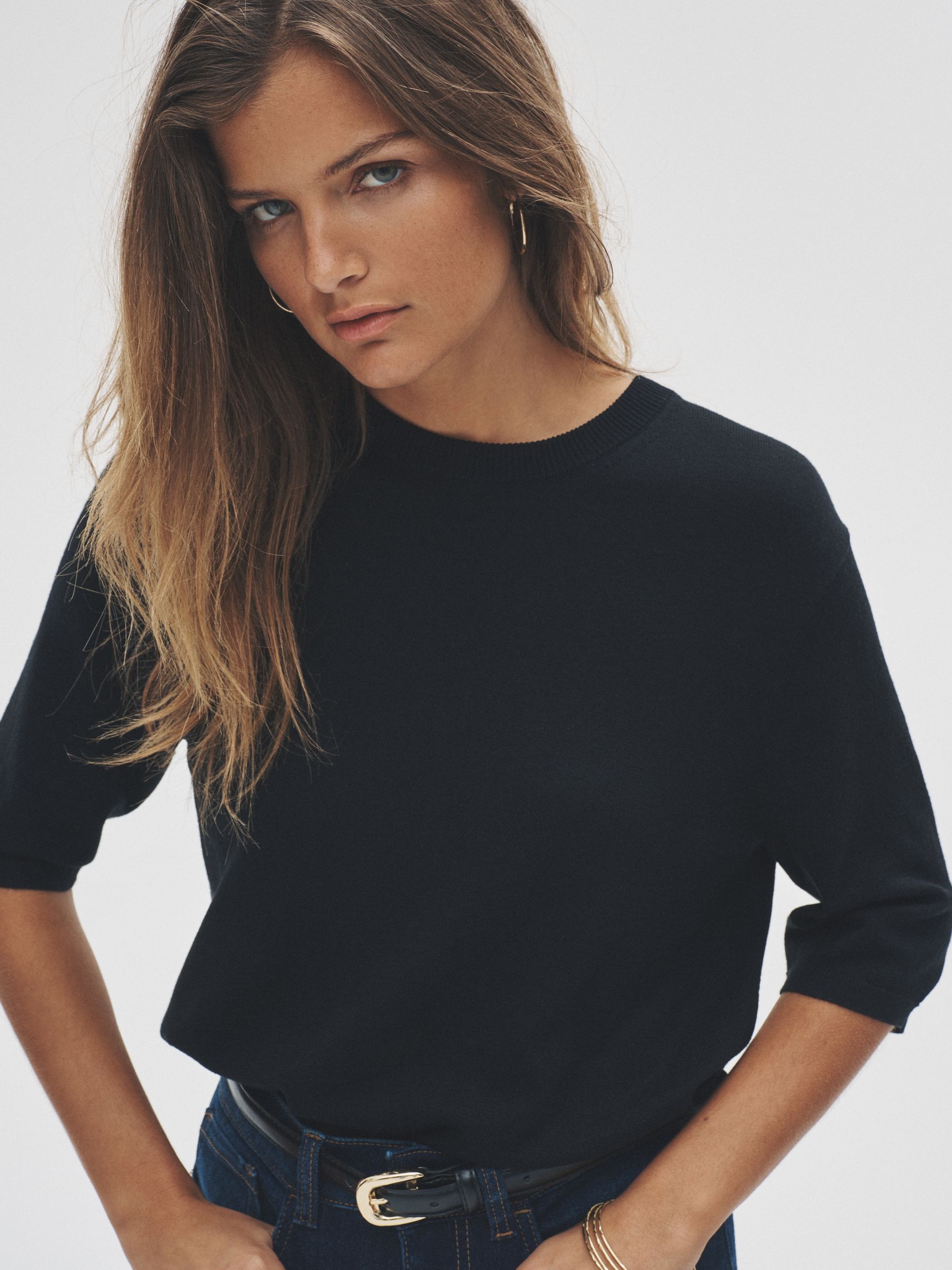Black/Neutral/Cream - 4 Pack Long Sleeve Fine Knit T-Shirts - Image 5 of 6