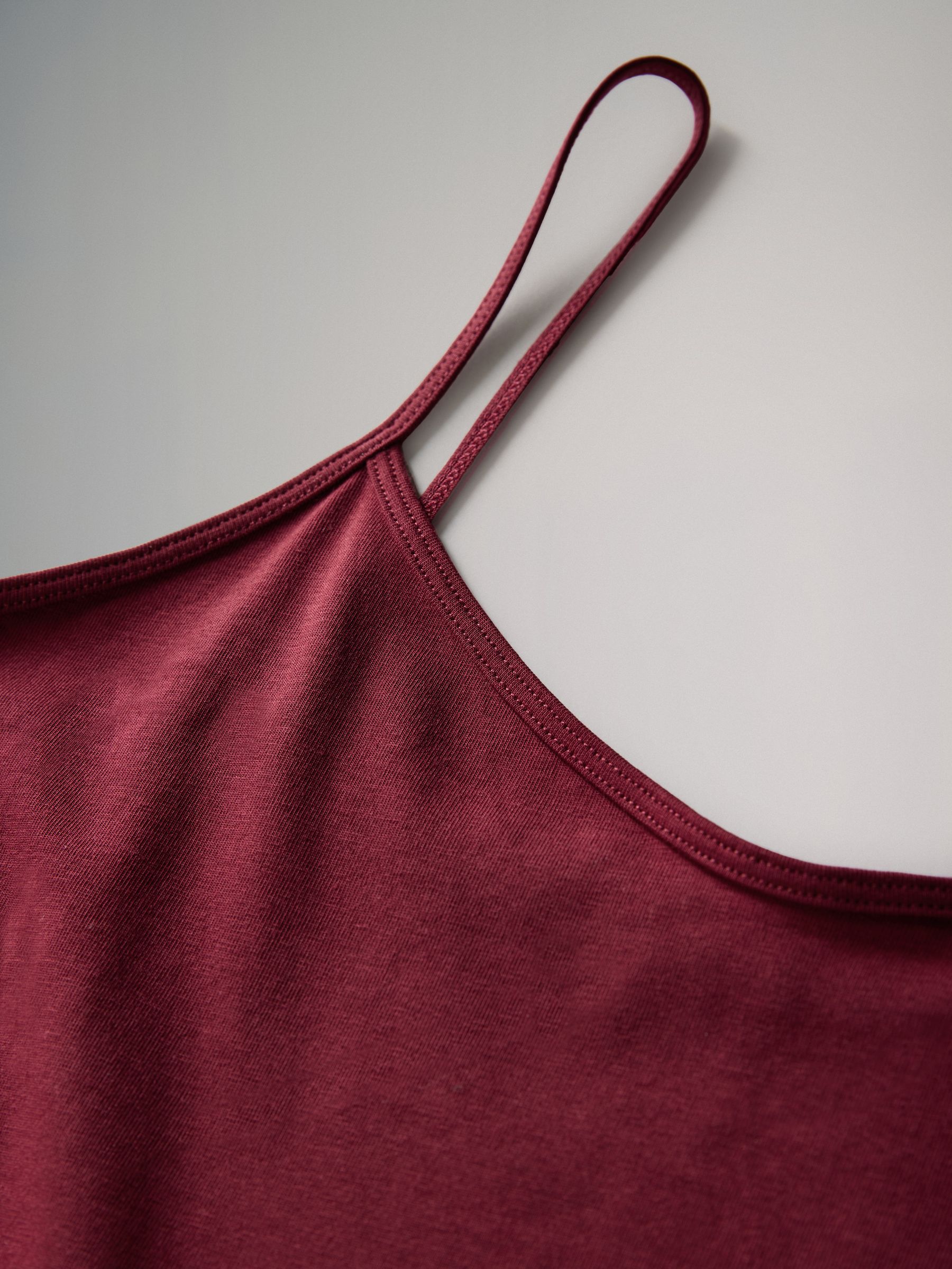 Black/Dark Red/Dark Khaki/ Neutral/White - 5 Pack Thin Strap Vest Tops - Image 7 of 8