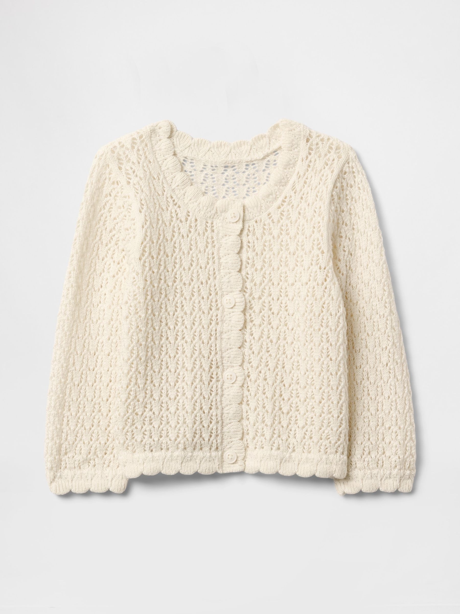 Cream 100% Cotton Crochet Knitted Cardigan - Image 1 of 3