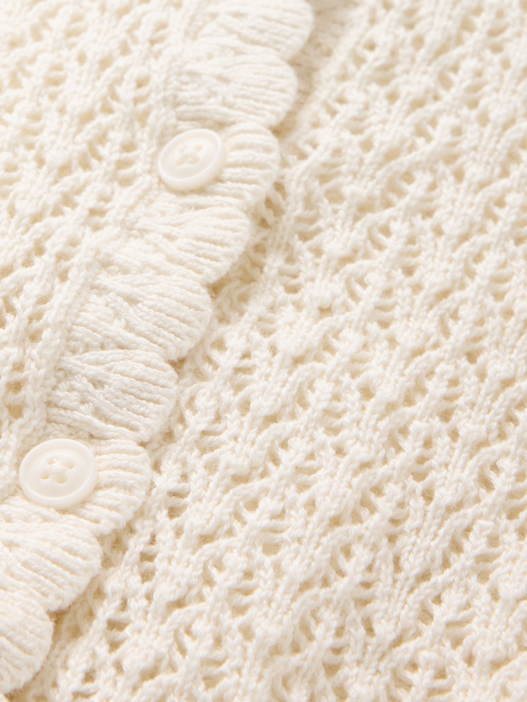 Cream 100% Cotton Crochet Knitted Cardigan - Image 3 of 3
